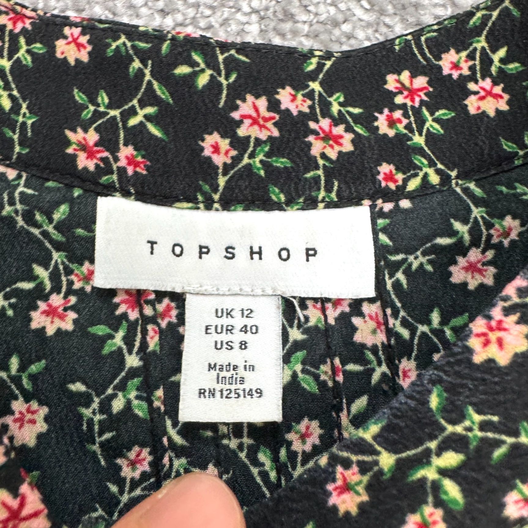 Topshop Topshop Dress Womens Mini Puff Sleeve High Neck Black Floral 8 Size M / US 6-8 / IT 42-44 - 6 Thumbnail