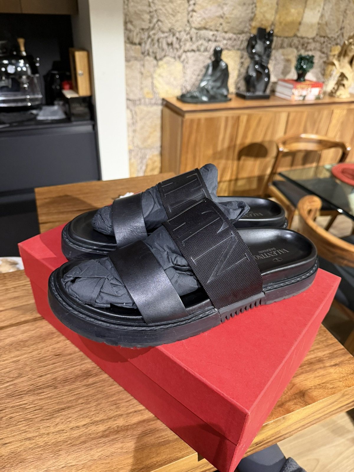 Valentino Valentino Garavani VLTN Logo Slide Sandals Size US 12 / EU 45 - 5 Thumbnail
