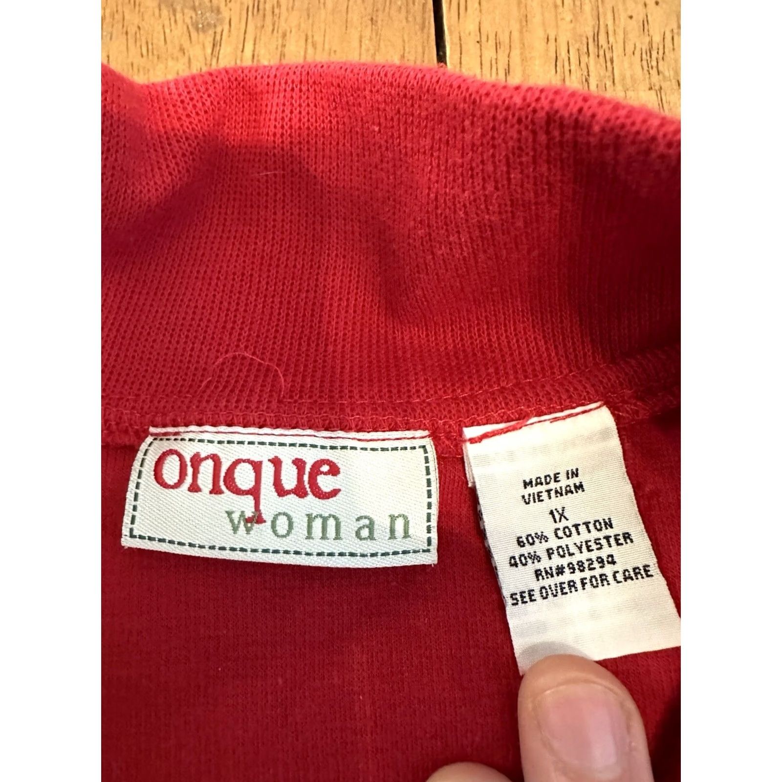 Vintage ONQUE WOMAN Full Zip Christmas Fleece Sweater Jacket XL Red Knit Lightweight Casual Winter Size XL / US 12-14 / IT 48-50 - 2 Thumbnail