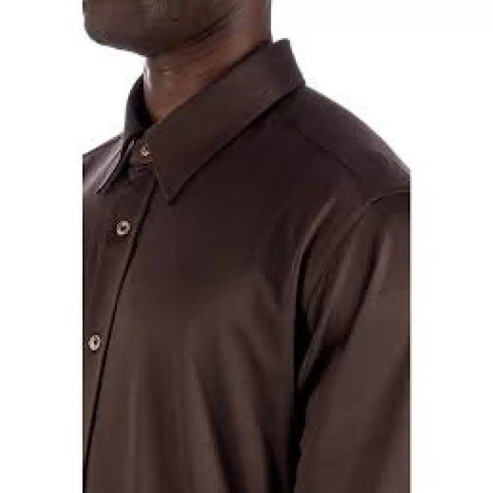 Tom Ford o1loc1c0525 JBL004 Pure Silk Shine Jersey Shirt in Brown Size US M / EU 48-50 / 2 - 2 Thumbnail
