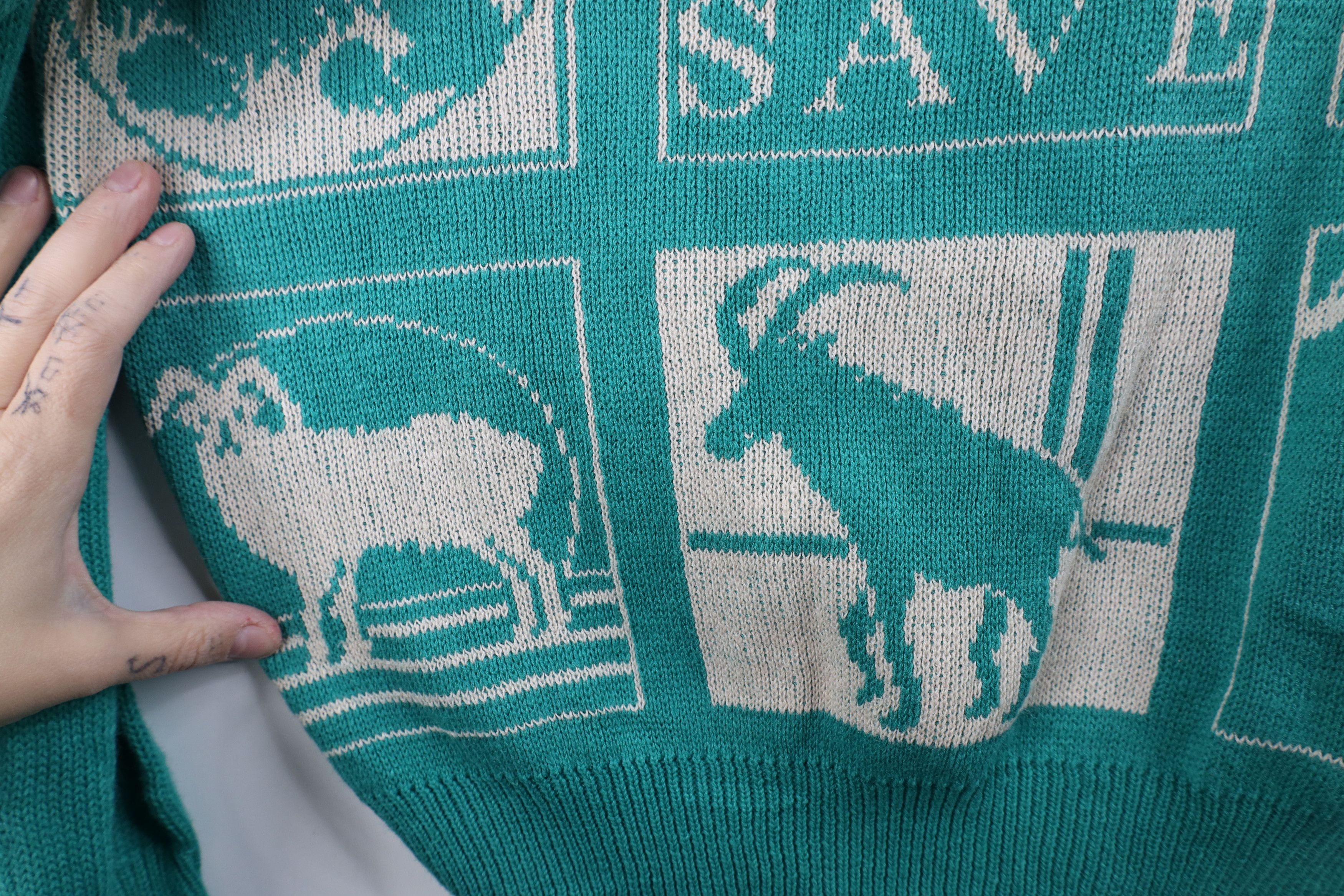 Vintage Vintage 90s Streetwear the Wildlife Safari Knit Sweater Teal Size S / US 4 / IT 40 - 5 Thumbnail