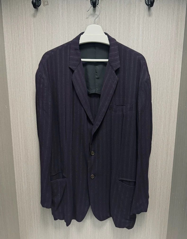 Yohji Yamamoto Yohji Yamamoto size m 94 SS rayon dark weave suit 2502-Nex Size 36R - 1 Thumbnail