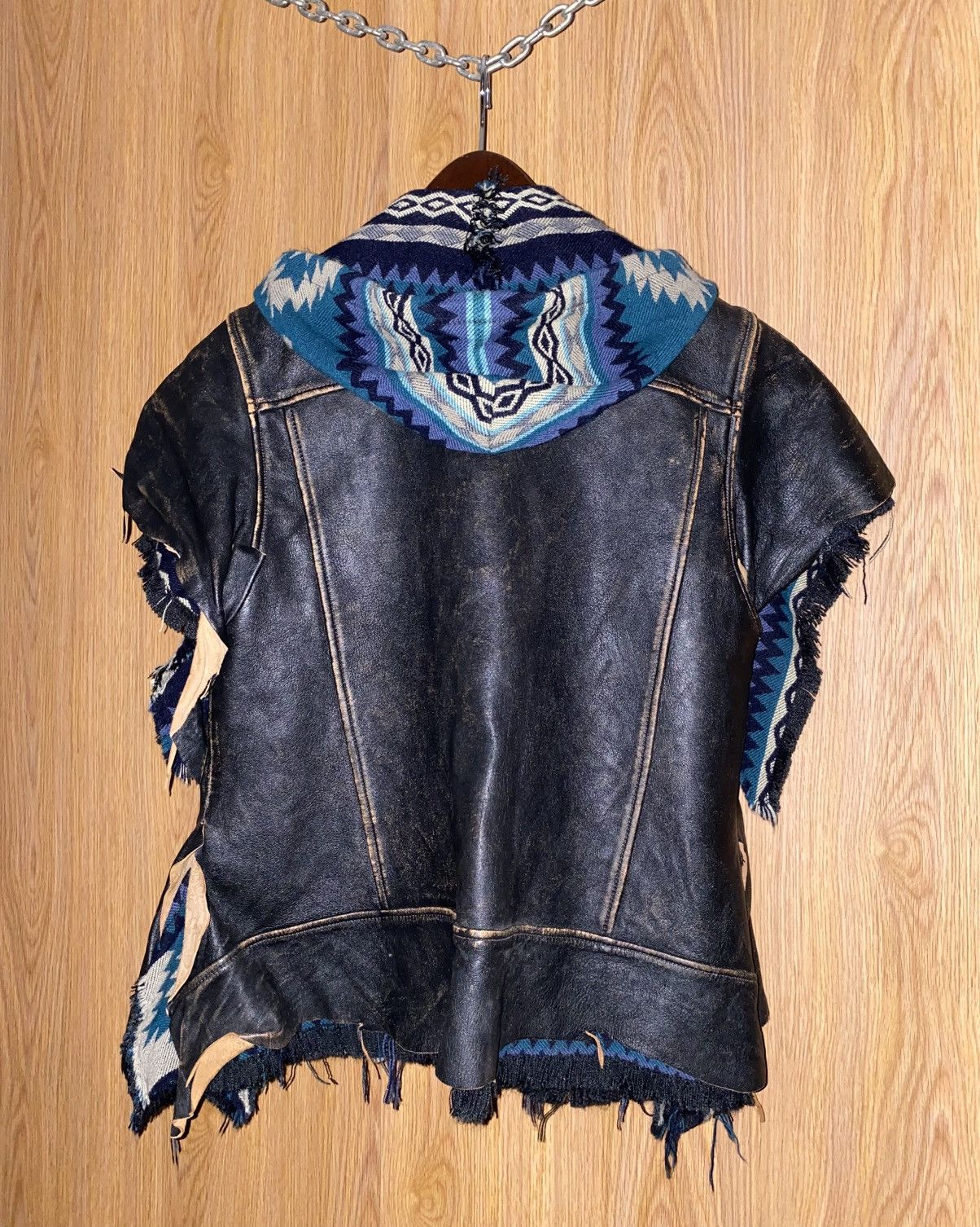 Blackmeans Blackmeans Roughout Leather Biker Vest w/ Hood (Size 4) Size US XL / EU 56 / 4 - 3 Thumbnail