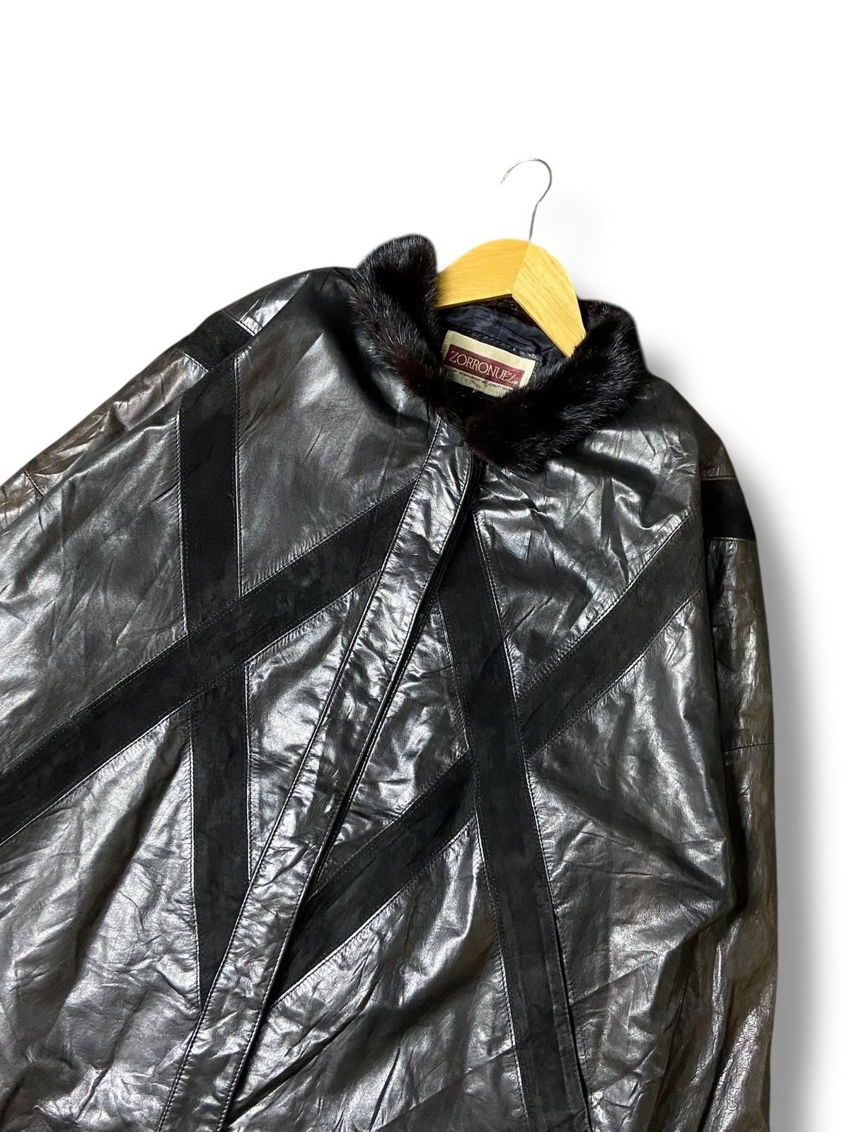 Japanese Brand Zorronuez Leather Coat with Fur Collar (149) Size US L / EU 52-54 / 3 - 6 Thumbnail