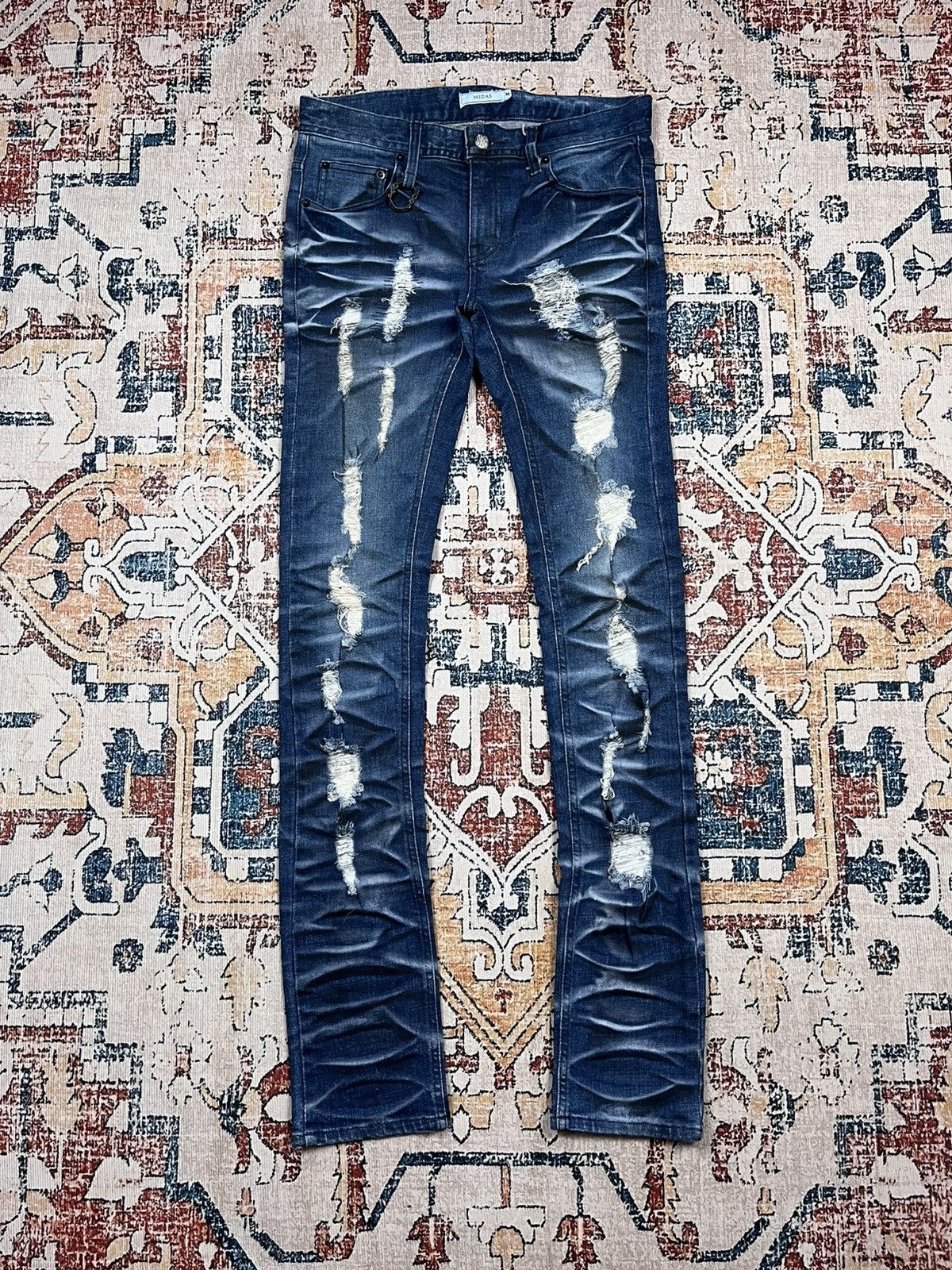 Japanese Brand Y2K Midas Distressed Denim Pants Size US 30 / EU 46 - 2 Thumbnail