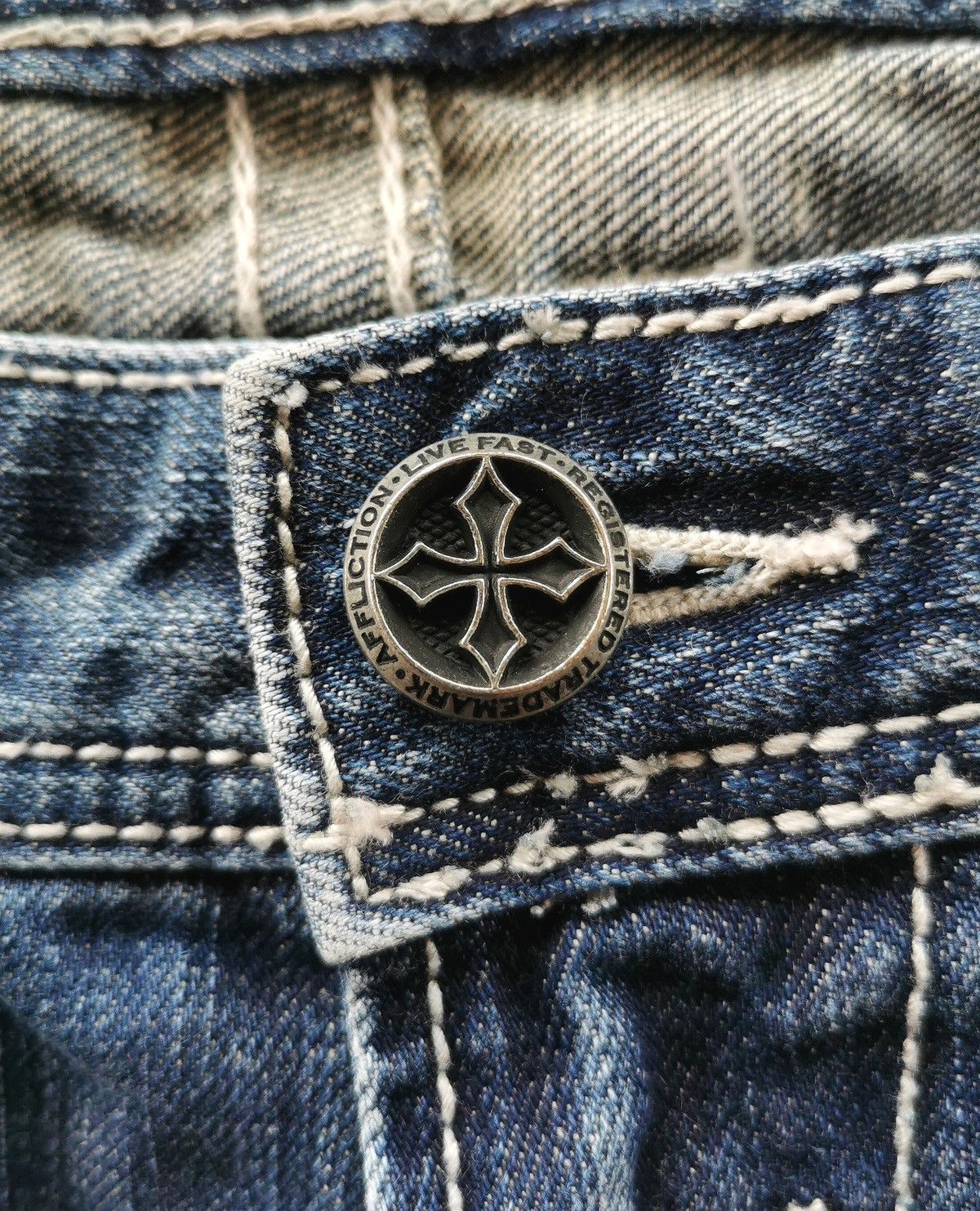 Affliction Y2k Affliction Distressed Denim Black Premium Size US 34 / EU 50 - 18 Thumbnail