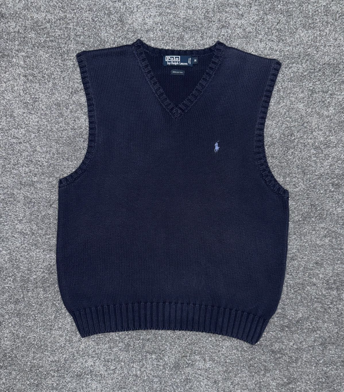 Vintage Polo Ralph Lauren Navy Cotton Sweater Vest V-Neck