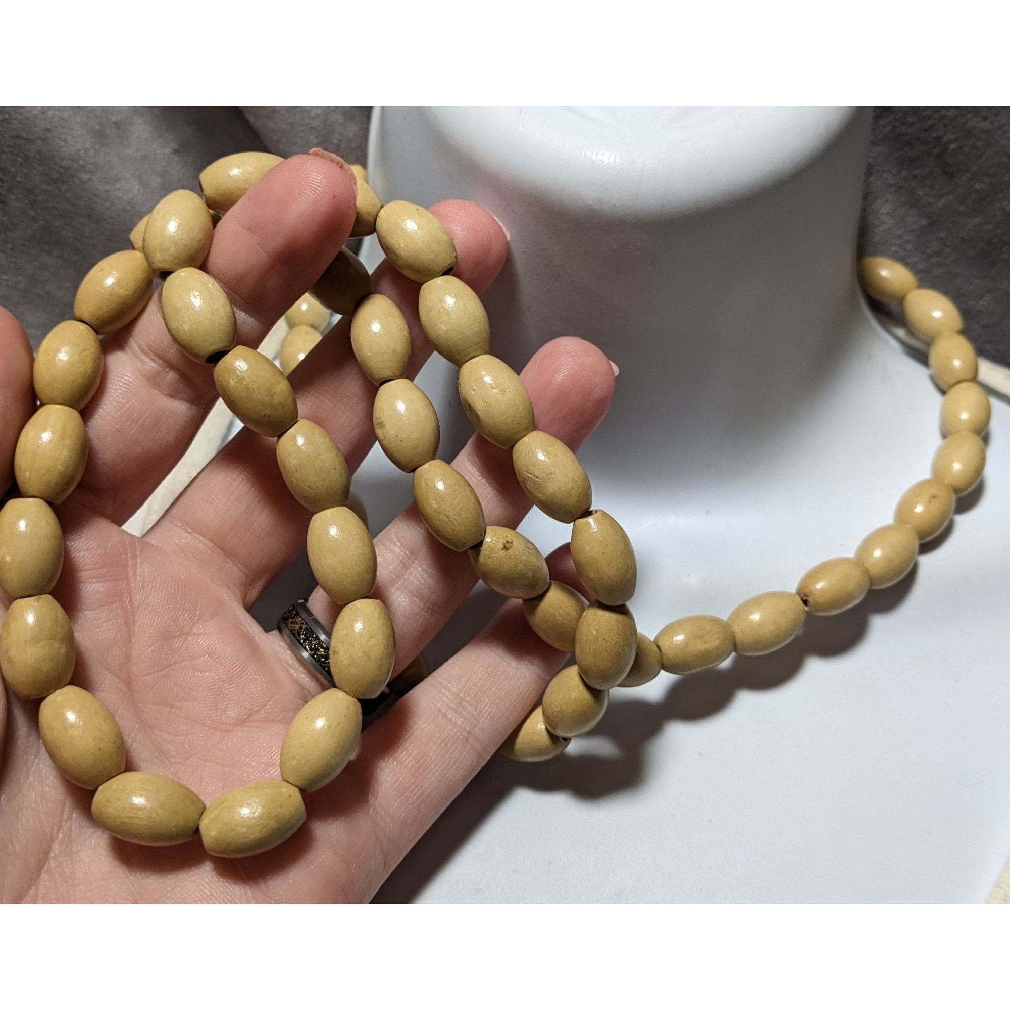 Other Retro Beige Casual Wooden Beaded Necklace Size ONE SIZE - 6 Thumbnail