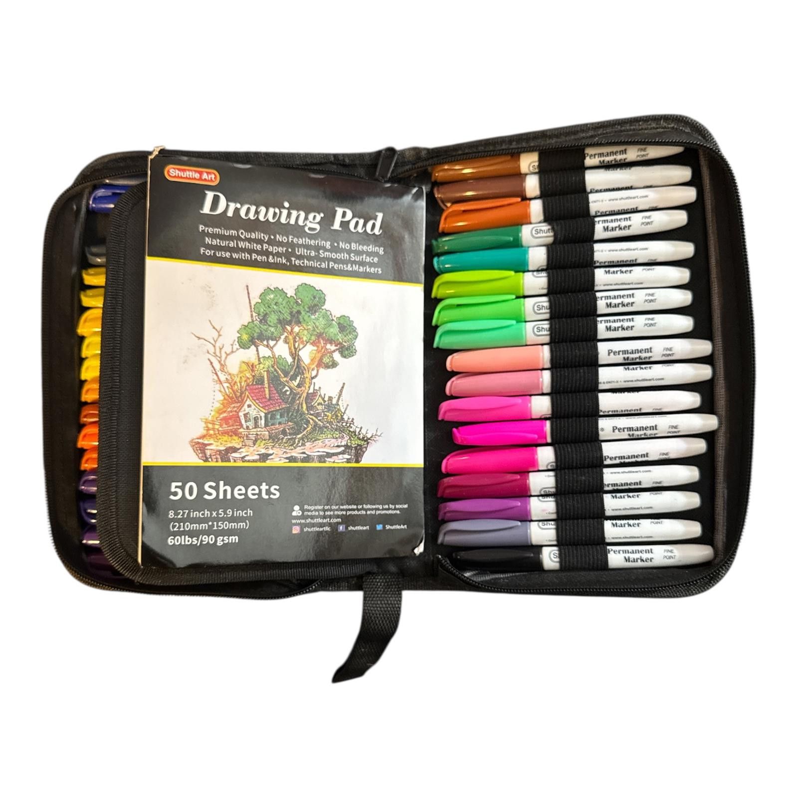 Other 48 Colors Permanent Markers Set with Drawing Pad in Carrying Size ONE SIZE - 2 Thumbnail