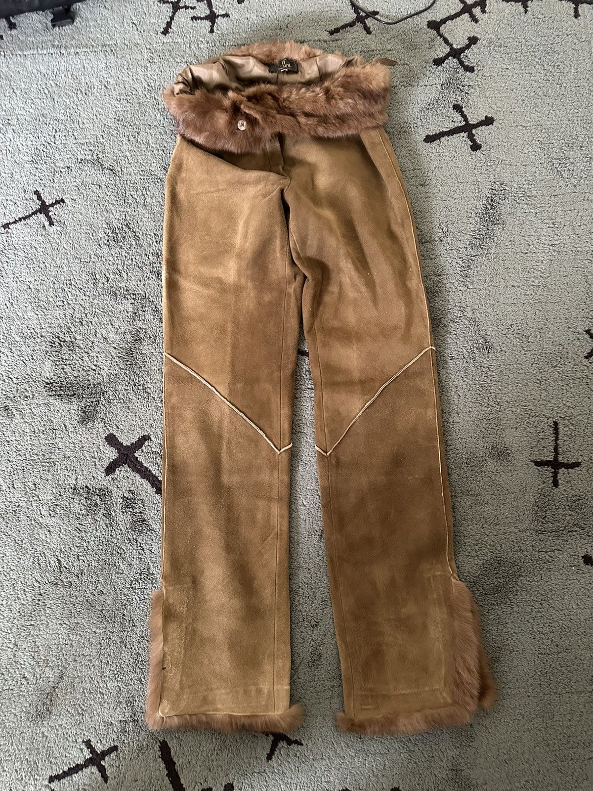 Fendi Archive Fendi Fall 1999 Suede Mink Fur Pants Karl Lagerfeld Size 28" / US 6 / IT 42 - 2 Thumbnail