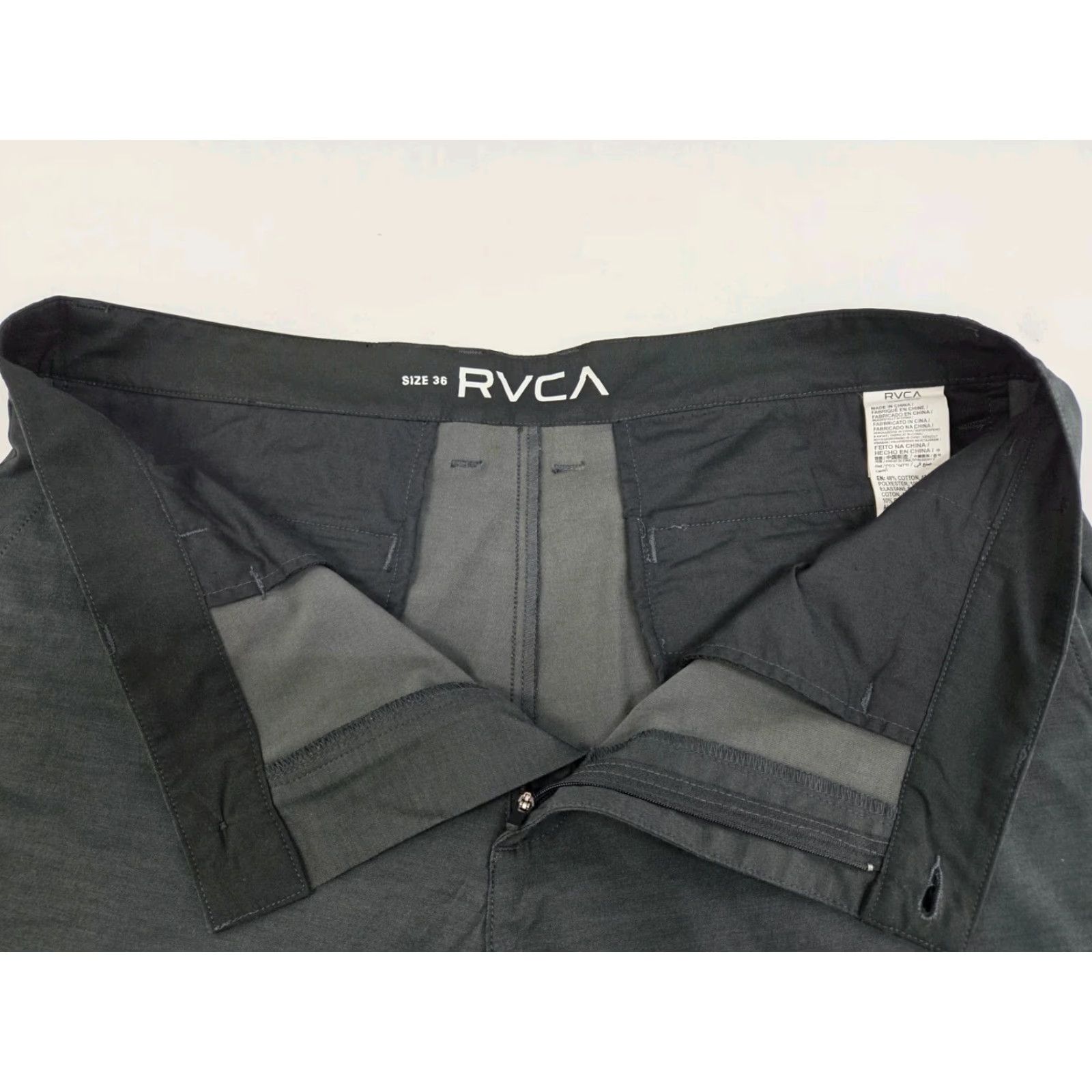 RVCA RVCA Mens Black Chino Shorts Pockets Back Pocket Zip Size 36/8" #7618 Size US 36 / EU 52 - 4 Thumbnail
