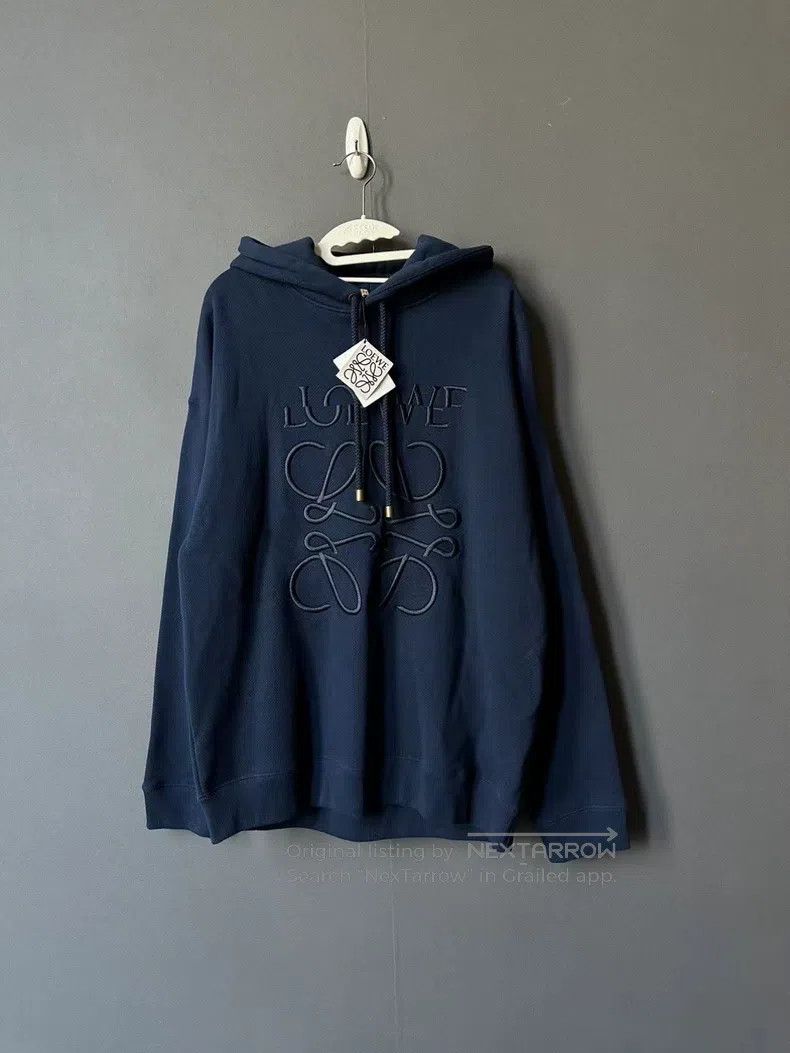 Loewe Loewe Navy blue misaligned embroidery logo hoodie Size S / US 4 / IT 40 - 1 Thumbnail