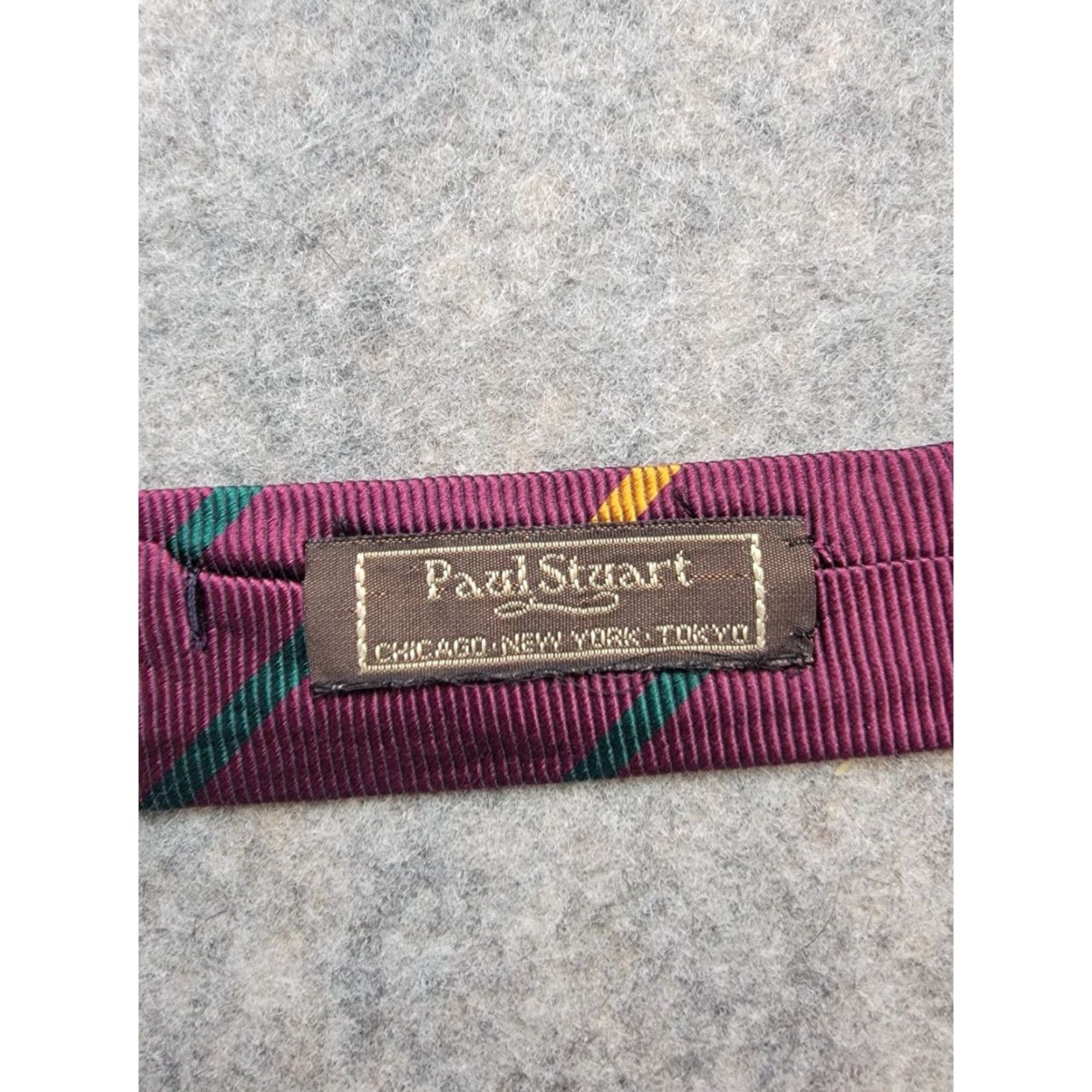 Paul Stuart Paul Stuart Tie Red Green Gold Stripe 100% Silk Made in USA American Preppy Size ONE SIZE - 3 Thumbnail