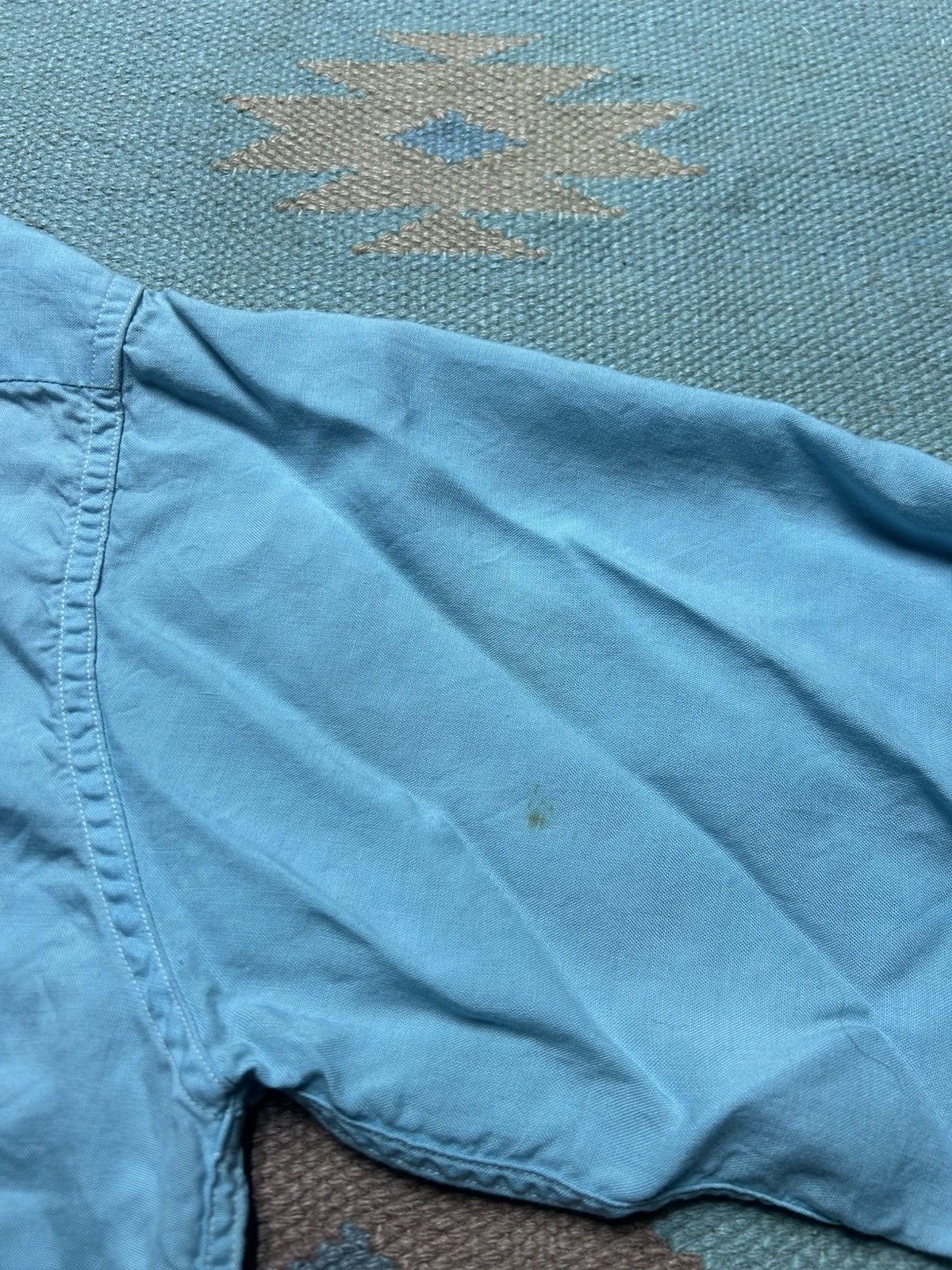Vintage Vtg 1950s button shirt loop collar rayon light blue large Size US L / EU 52-54 / 3 - 14 Thumbnail