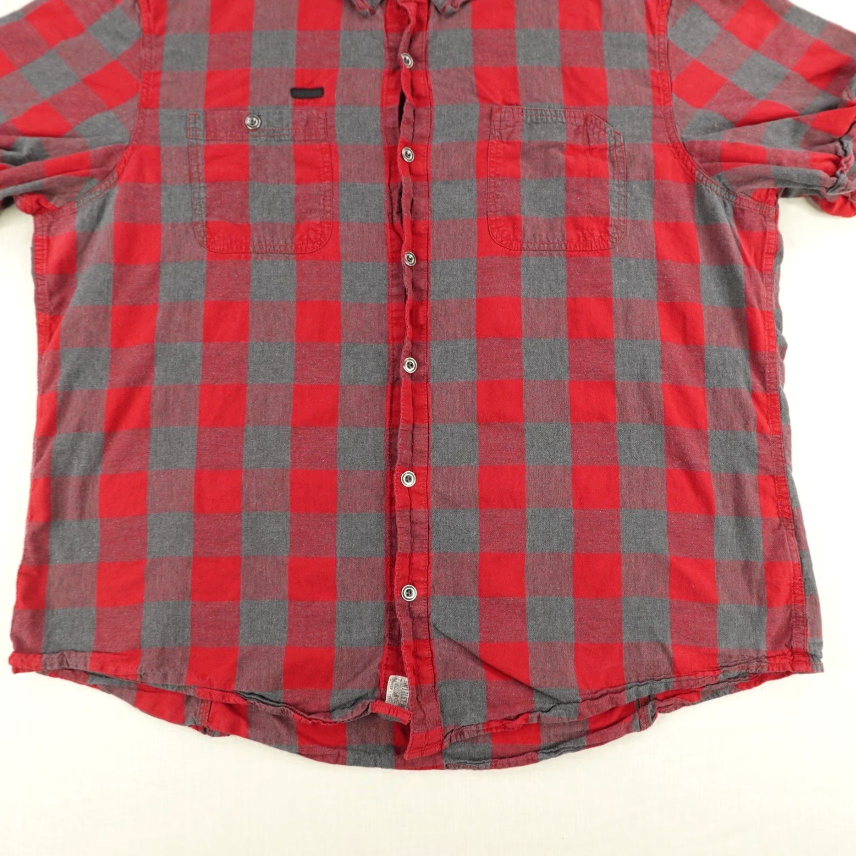 Harley Davidson VINTAGE Harley Davidson Shirt Men 3XL Flannel Plaid Short Sleeve Casual Biker Gray Red Size US XXL / EU 58 / 5 - 4 Thumbnail