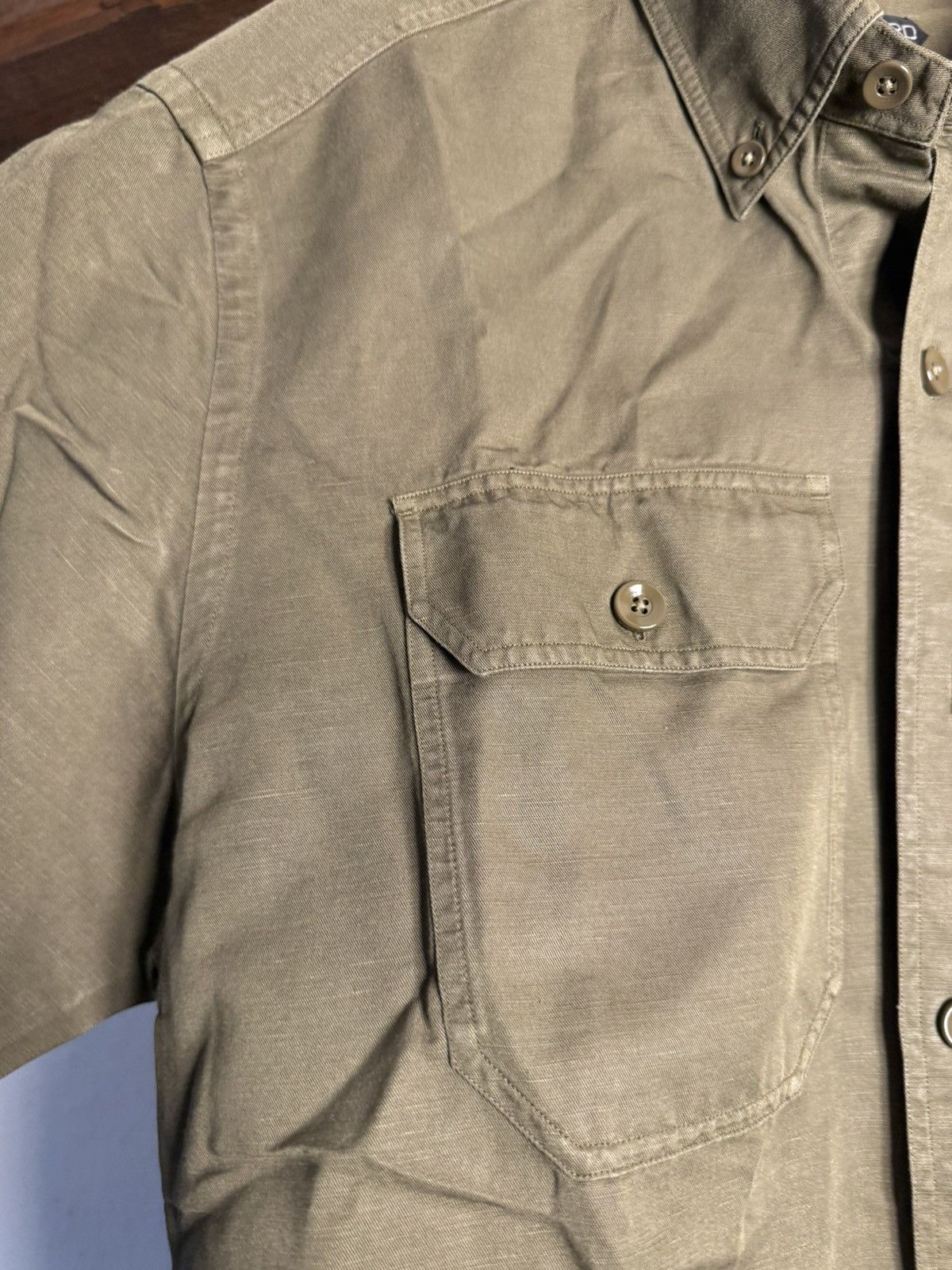 Tom Ford Tom Ford Olive Green Linen Cotton Shirt Size 42 / Fits M-L Size US M / EU 48-50 / 2 - 3 Thumbnail
