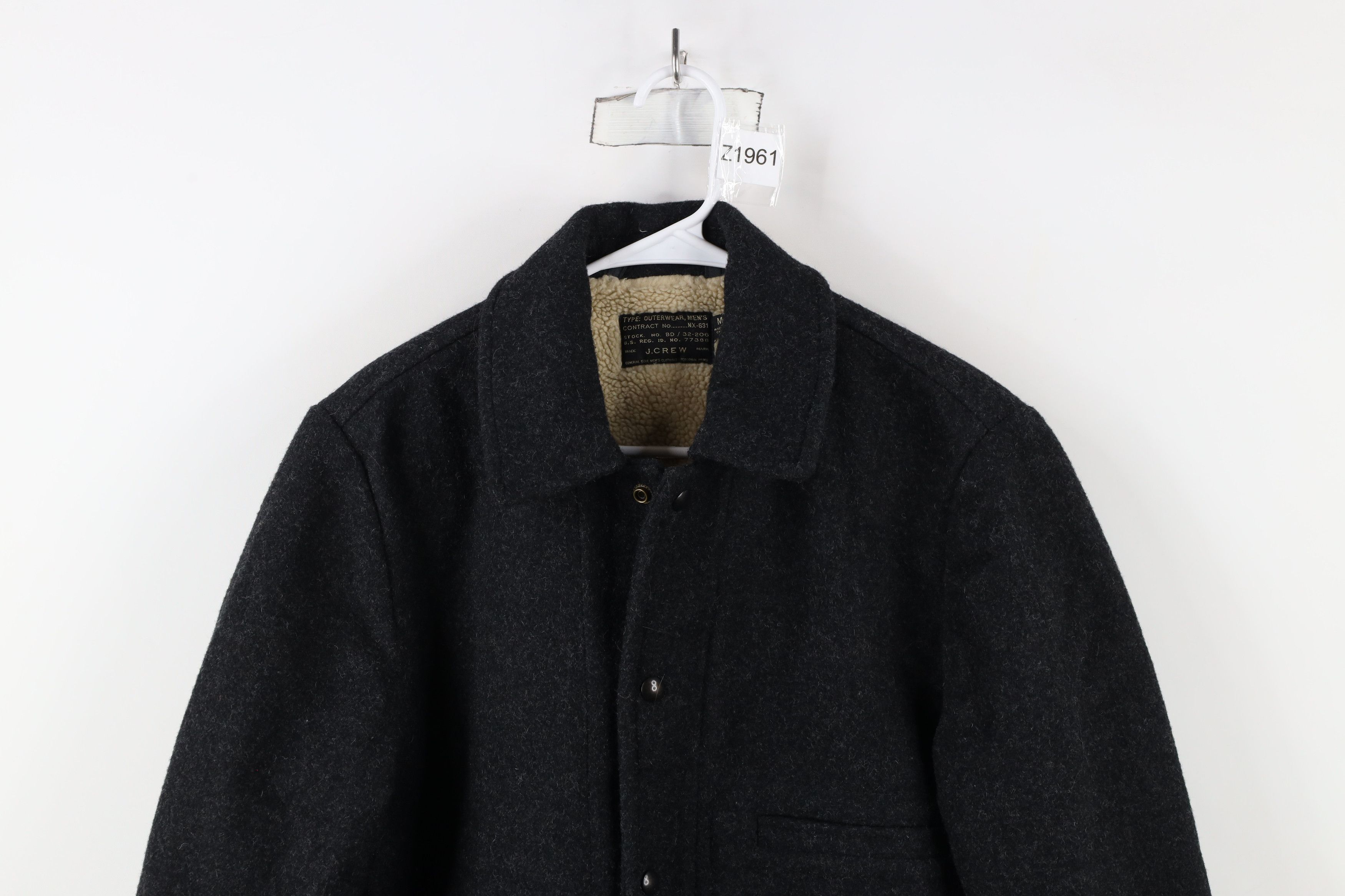 J.Crew × Vintage J Crew Pile Fleece Lined Wool Button Jacket Charcoal Gray Size US M / EU 48-50 / 2 - 2 Thumbnail