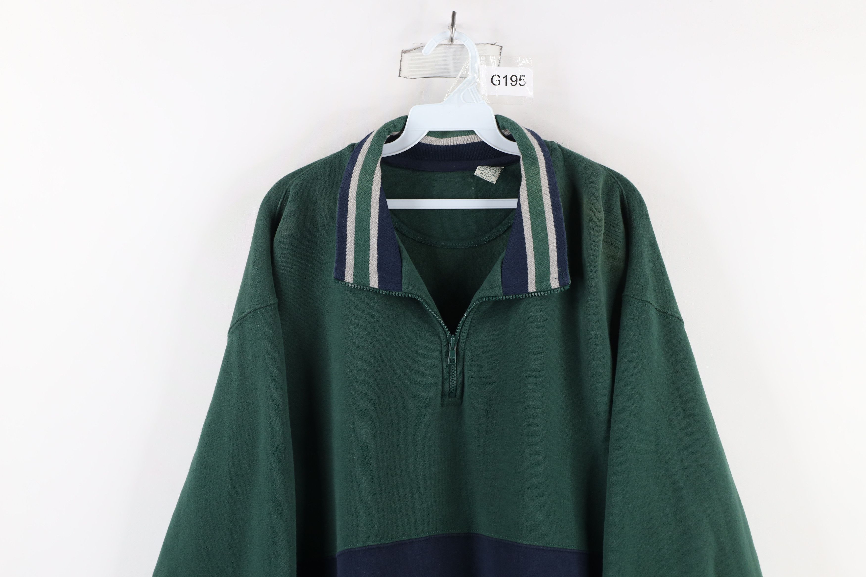 Vintage Vintage 90s Streetwear Block Heavyweight Half Zip Sweatshirt Size US XL / EU 56 / 4 - 2 Thumbnail