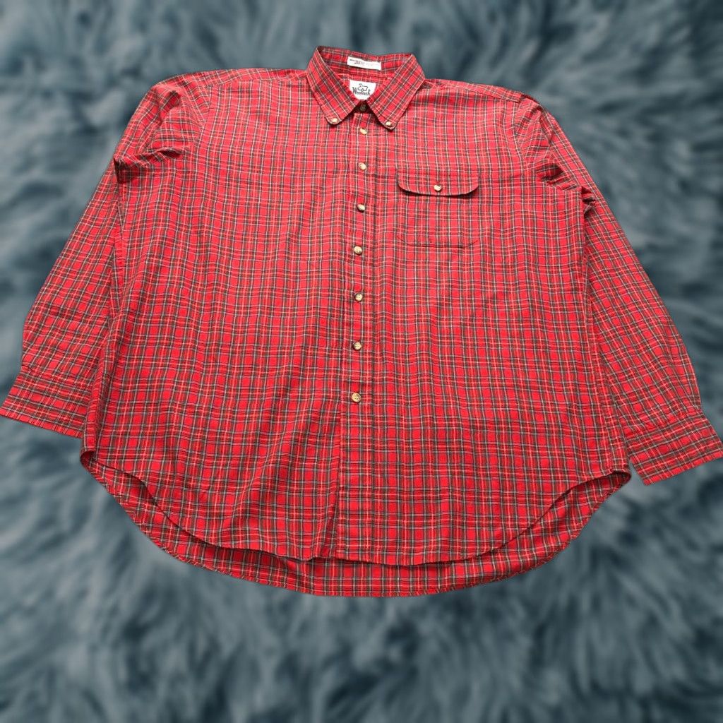 Vintage VINTAGE Woolrich Button-Up Shirt Men XL Long Sleeve Plaid Red White Green Shirt Size US XL / EU 56 / 4 - 1 Thumbnail