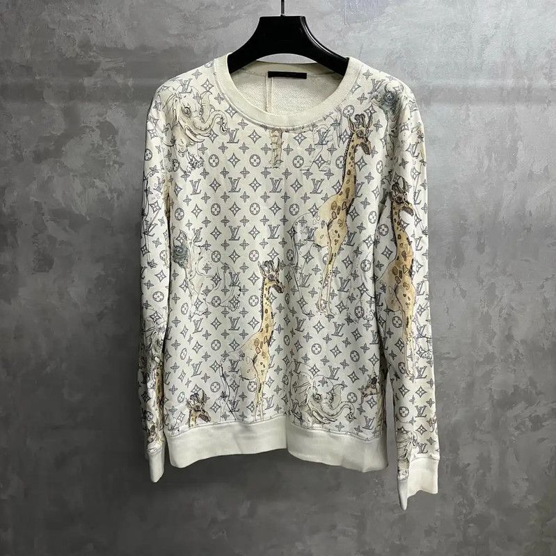 Louis Vuitton Louis Vuitton Men's White Cotton Sweatshirt 0089 Size US XXL / EU 58 / 5 - 1 Thumbnail