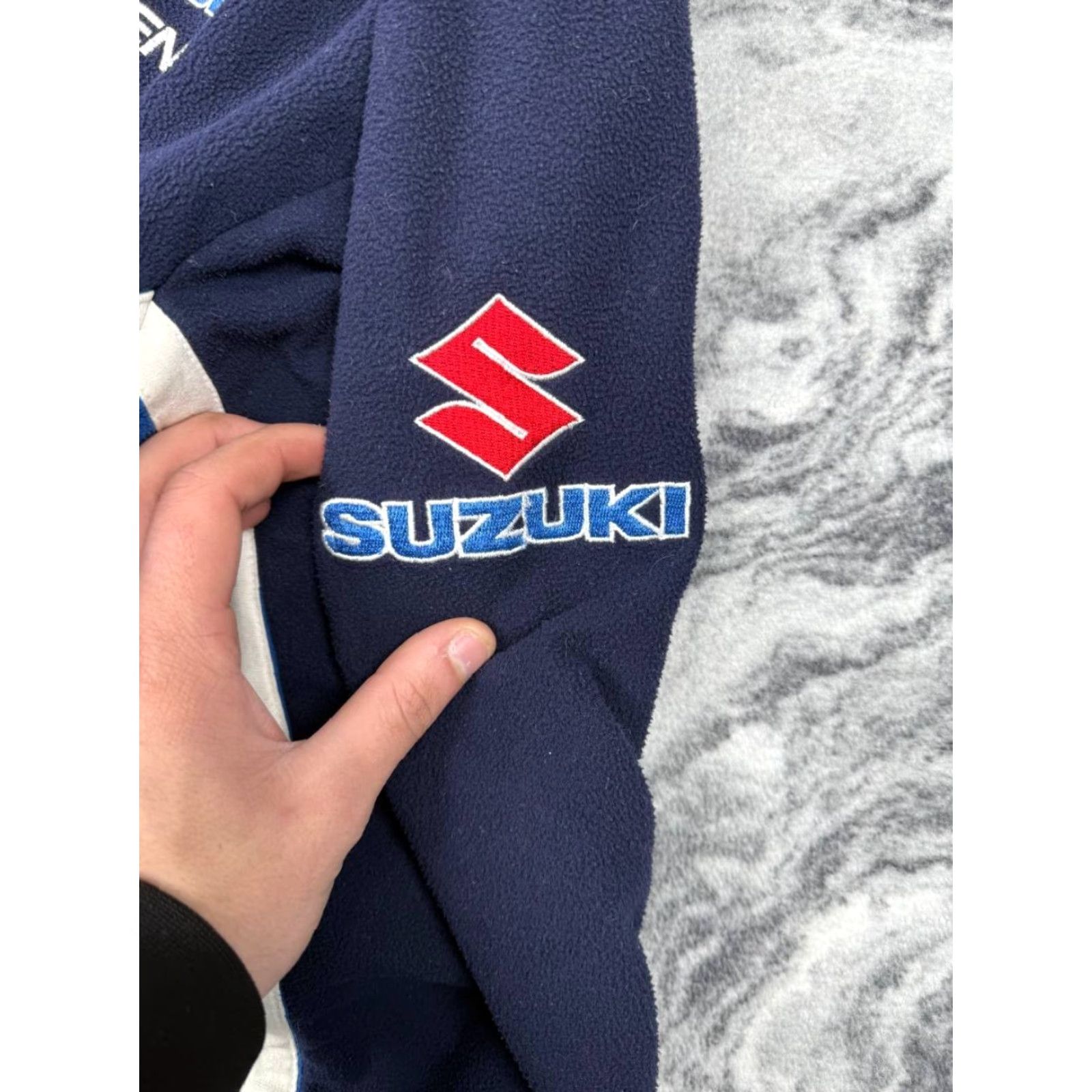 Vintage VINTAGE Suzuki Racing Fleece Jacket 90s Big Logo Men XL Blue Jacket Size US XL / EU 56 / 4 - 3 Thumbnail