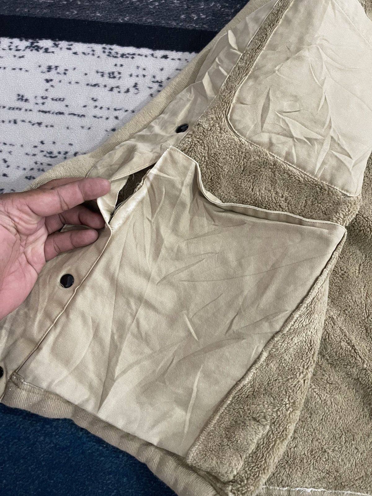 Stone Island Vintage 1999 Stone Island Beige Fleece Lined Hoodie Jacket Size US L / EU 52-54 / 3 - 17 Thumbnail