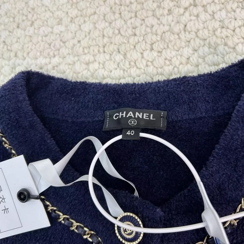 Chanel Chanel Dark blue towel chain cardigan coat Size S / US 4 / IT 40 - 4 Thumbnail