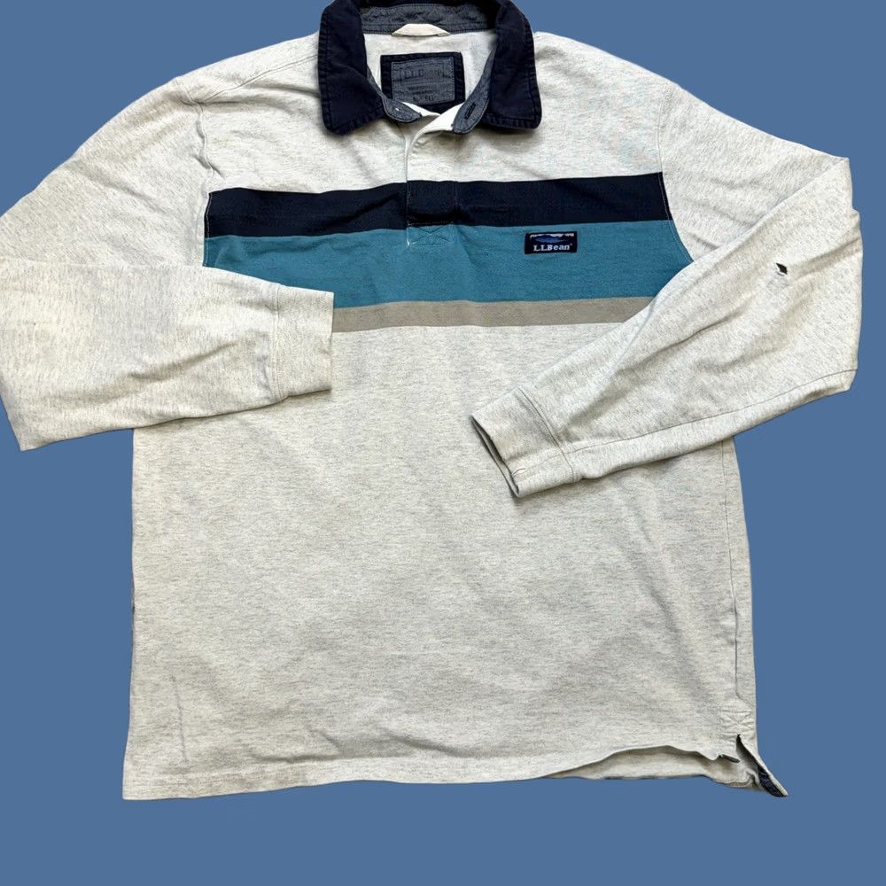 Vintage LL Bean Polo Shirt Mens Medium Gray Stripe Long Sleeve Cotton Classic Size US M / EU 48-50 / 2 - 1 Thumbnail