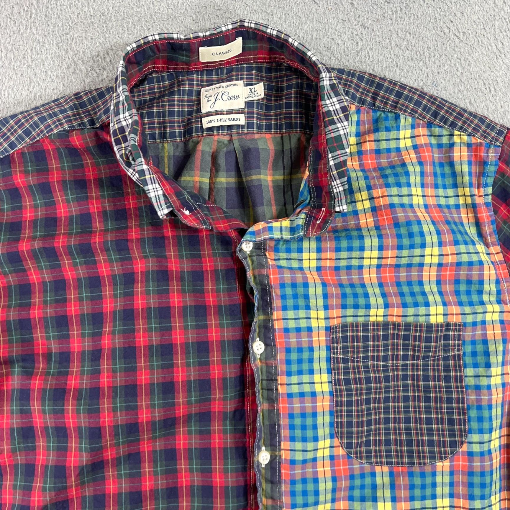 J.Crew J.CREW Button-Up Shirt XL Mens Plaid Cotton Ivy Patchwork Ivy Mix & Match Classic Wash Pocketed Short Sleeve Multi color Seasonal Classic 90s? Size US XL / EU 56 / 4 - 2 Thumbnail