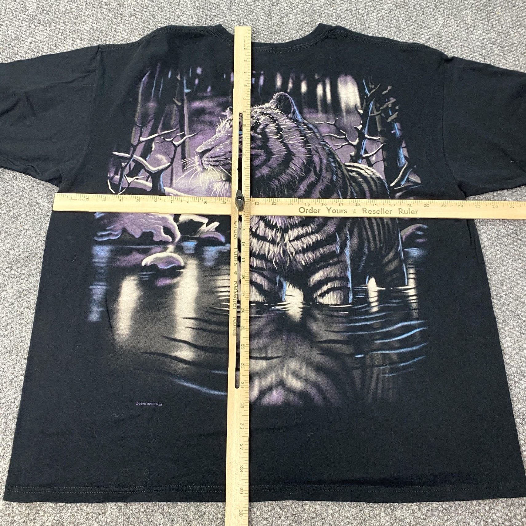 Liquid Blue VINTAGE Liquid Blue Graphic T-Shirt Mens 2XL Black Tiger 90s Double Sided Print Size US XXL / EU 58 / 5 - 7 Thumbnail