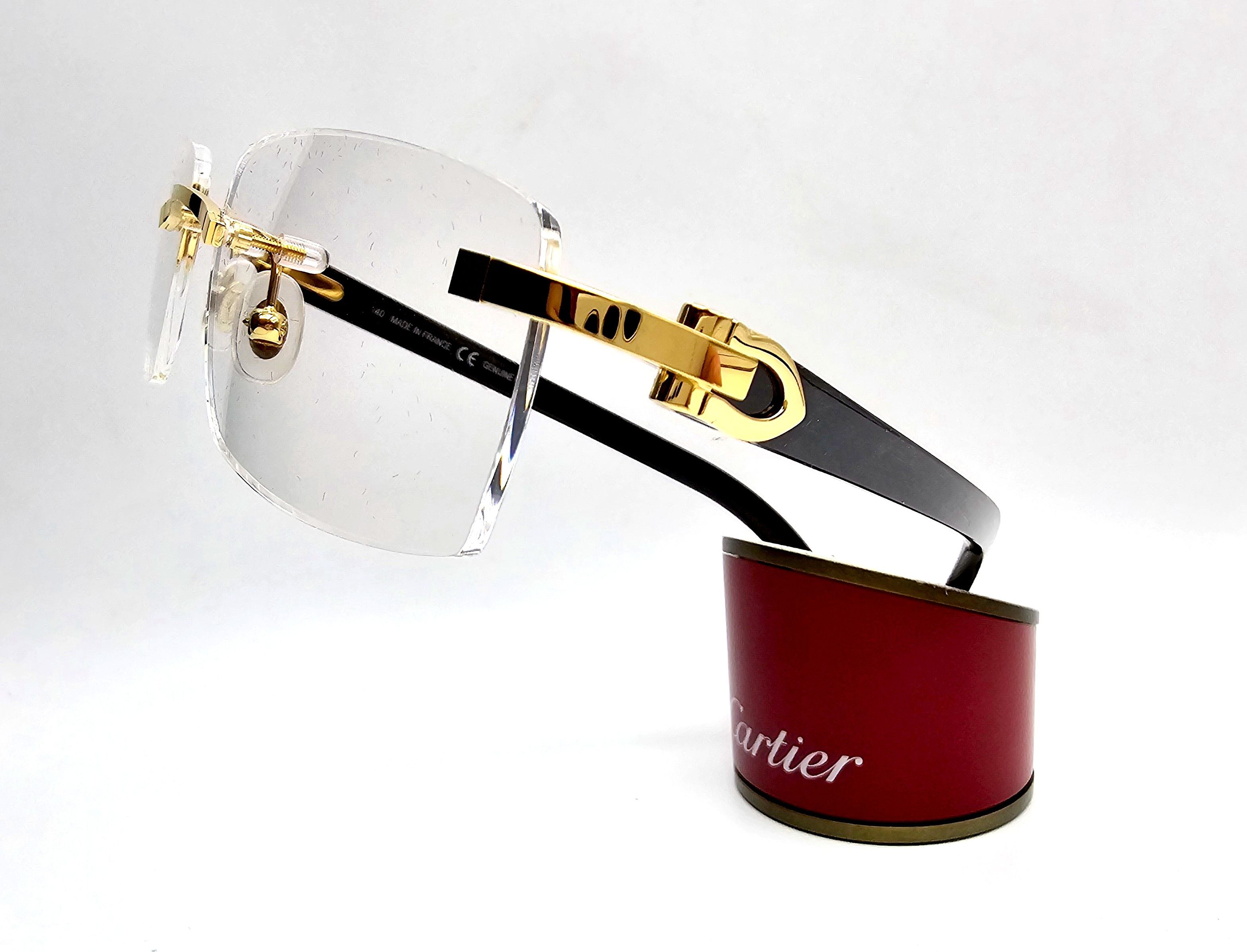 image of New! Cartier Black Buffalo Horn Glasses Ct00490 in Gold, Men's