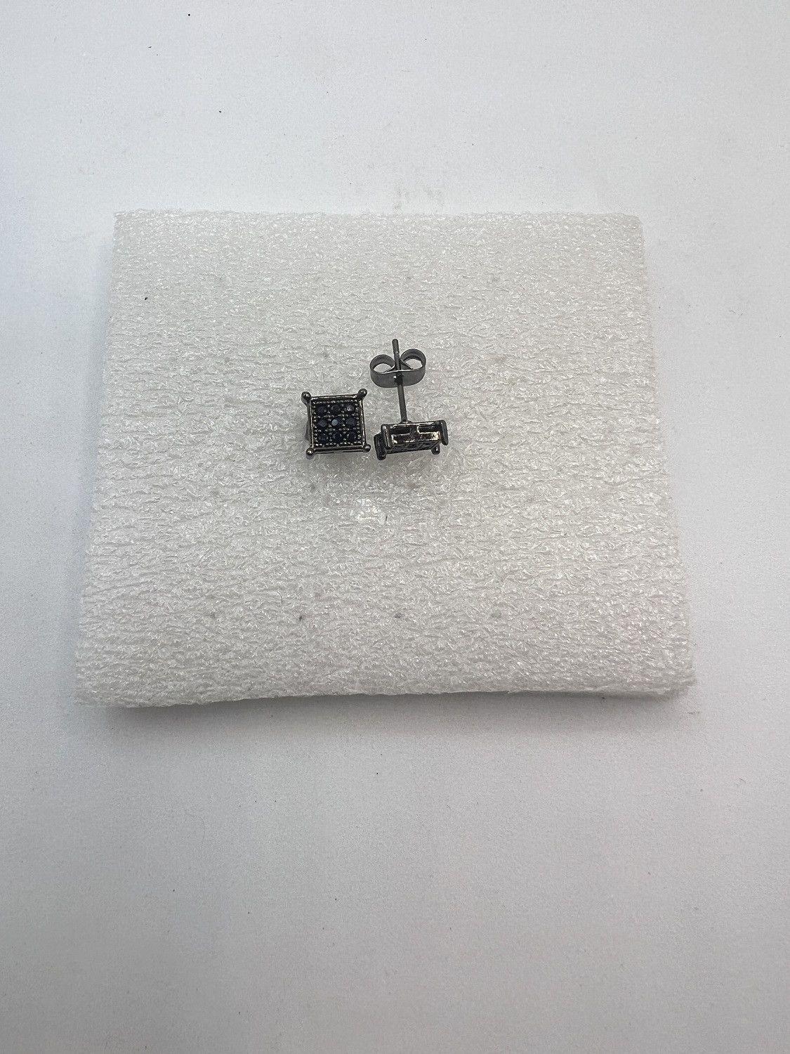 Jewelry Square Black CZ Stud Earrings Size ONE SIZE - 1 Thumbnail