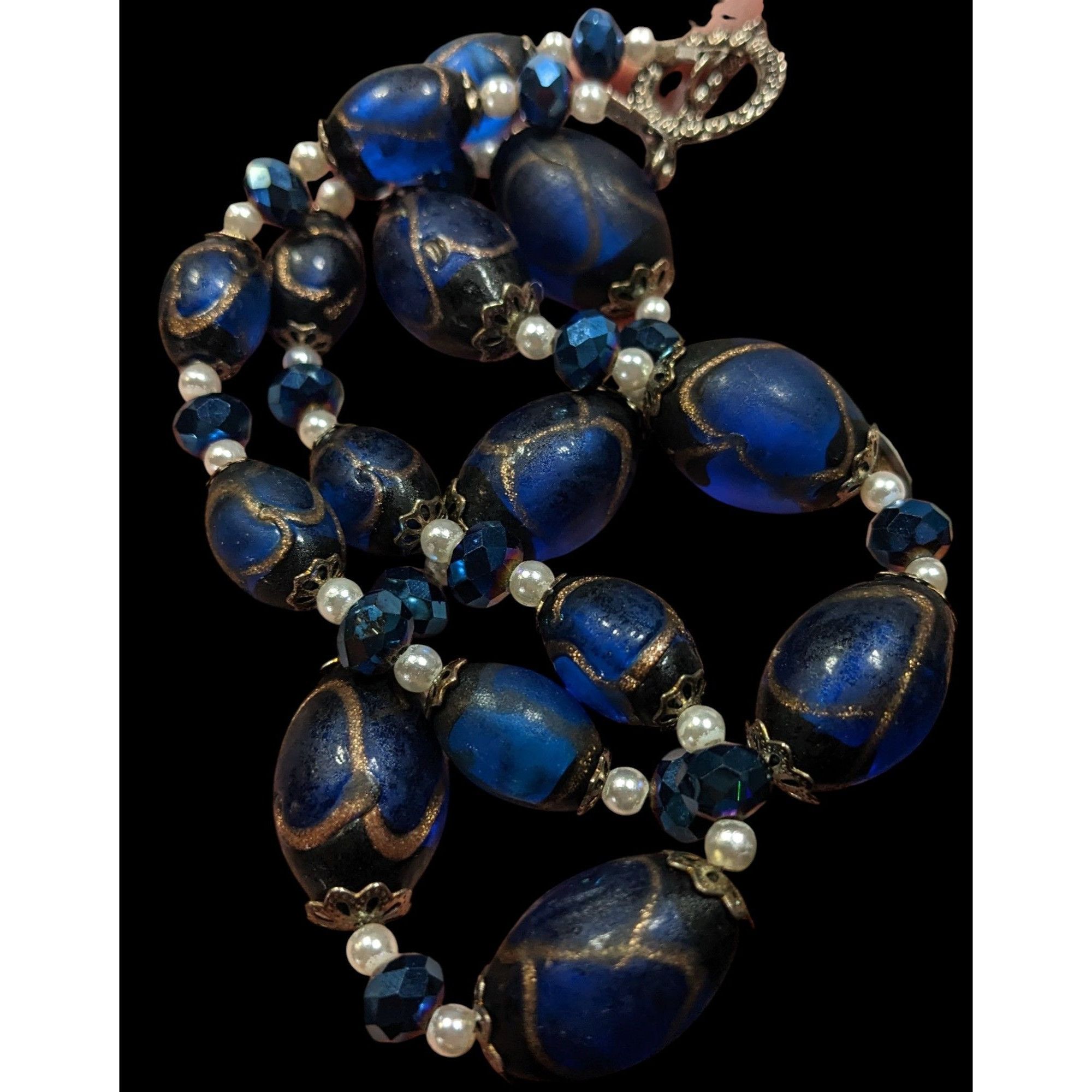 Other Regal Handmade Blue Glass And Faux Pearl Beaded Necklace Size ONE SIZE - 3 Thumbnail