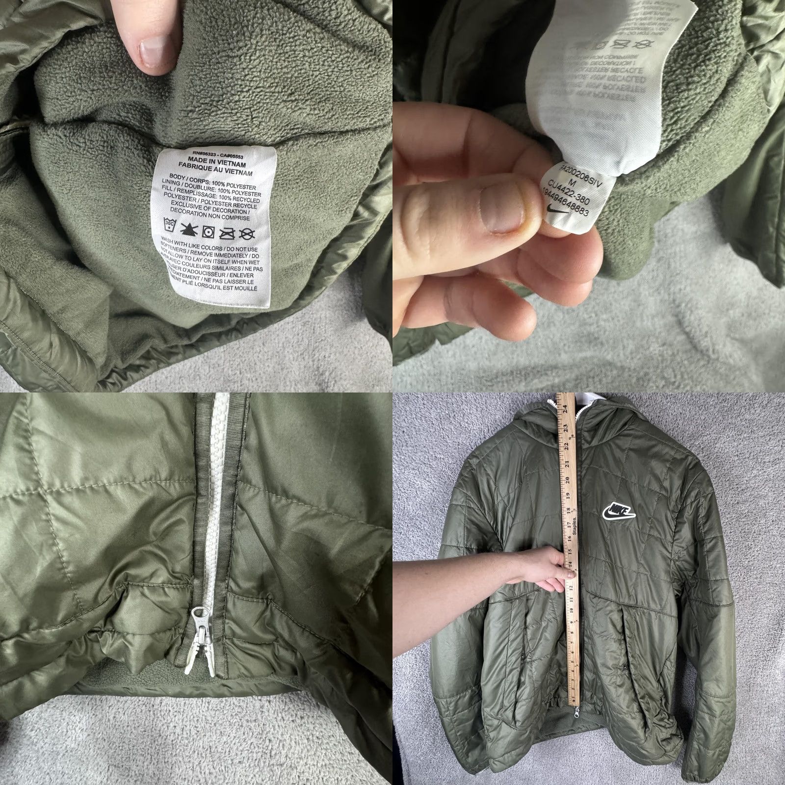 Nike Nike Jacket Mens Medium Green Hooded Puffer Full Zip CU4422-380 Size US M / EU 48-50 / 2 - 8 Thumbnail