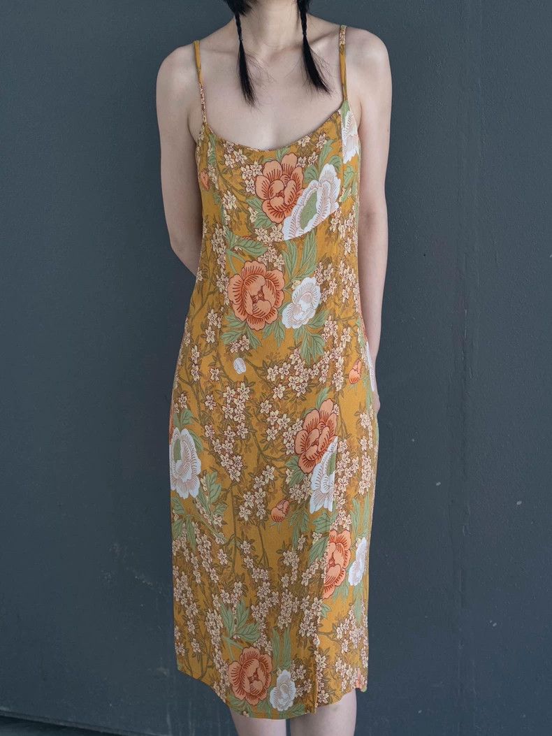 Kenzo KENZO Yellow and floral flowers strap dress vintage Size M / US 6-8 / IT 42-44 - 5 Thumbnail
