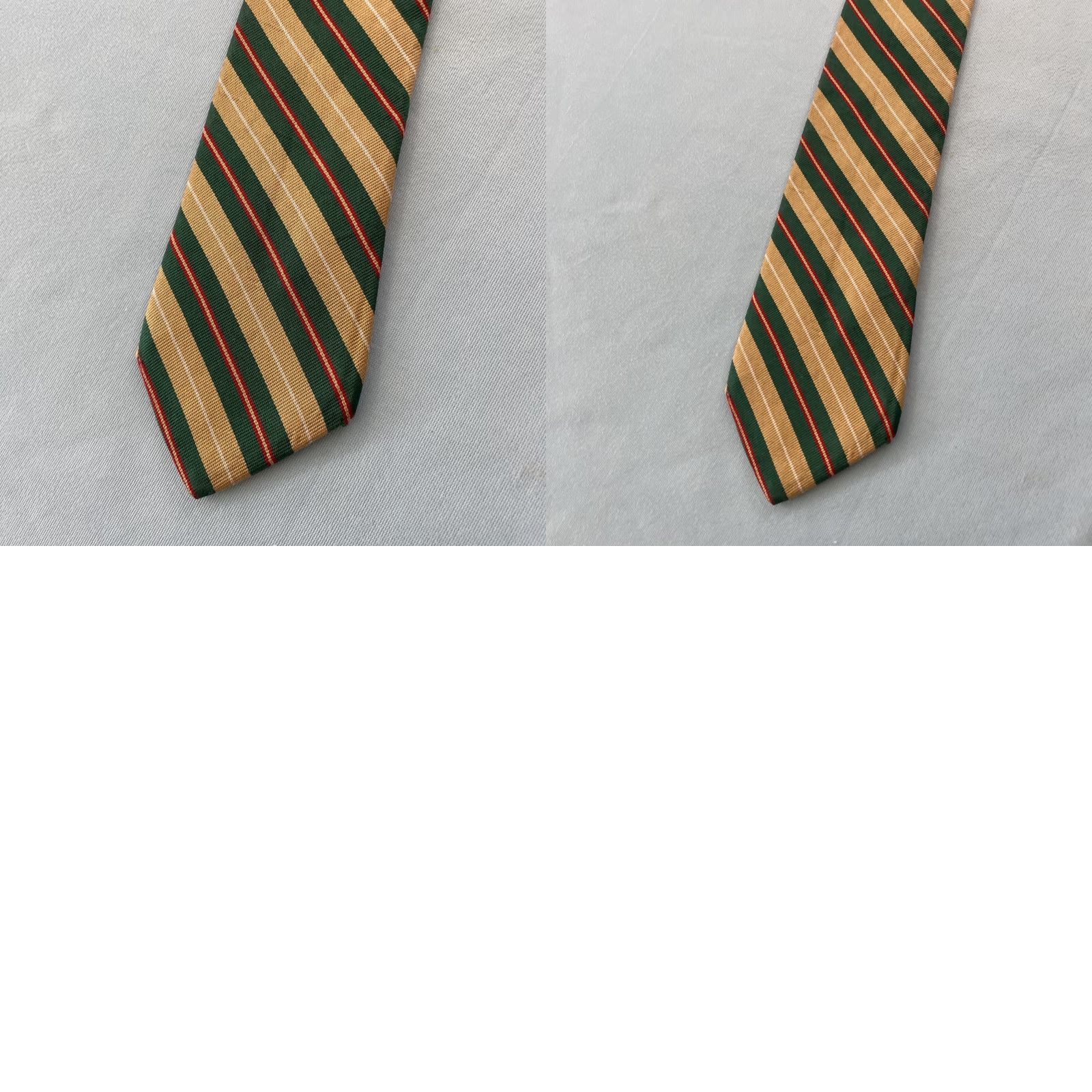Vintage VINTAGE English Silk Repp Tie Green Tan Red Stripe 3 Thread 56" Capsule Necktie, Carriage Grade ltd. (Men) Size ONE SIZE - 11 Thumbnail