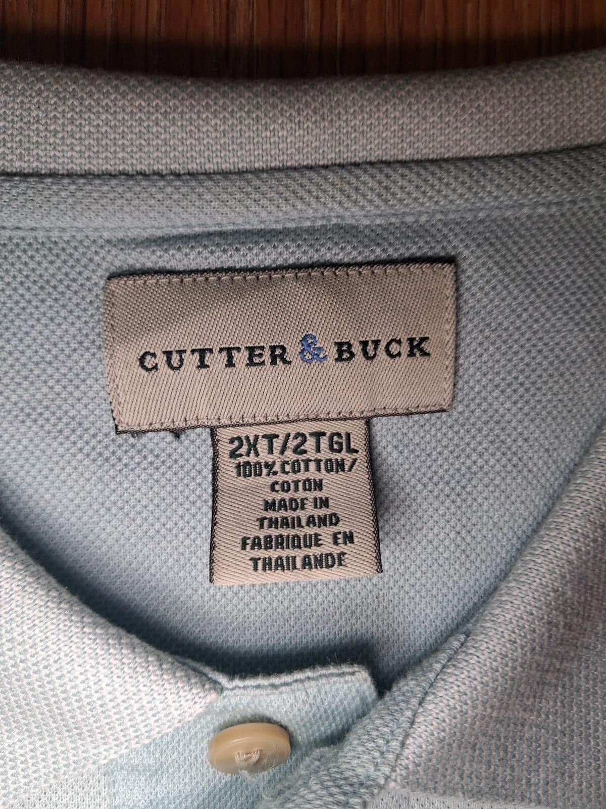 Cutter & Buck Cutter & Buck Polo Shirt Mens 2XT Green Birdseye 100% Cotton Size US XXL / EU 58 / 5 - 2 Thumbnail