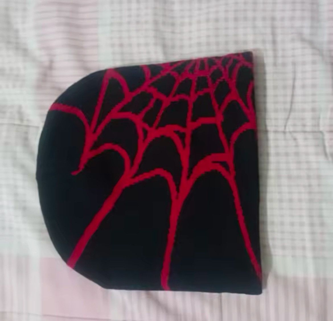 Japanese Brand × Vintage Y2K Spiderweb beanie (black red) Size ONE SIZE - 2 Thumbnail