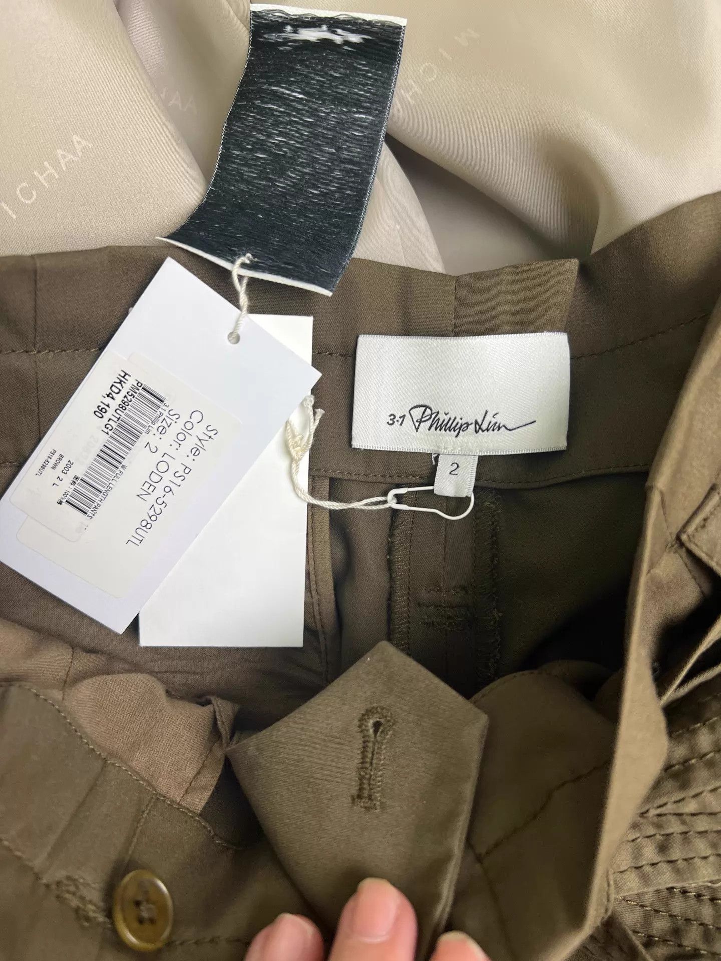 3.1 Phillip Lim 3.1 Phillip Lim Khaki High-Waist Chino Pants Size 2 Size 26" / US 2 / IT 38 - 4 Thumbnail