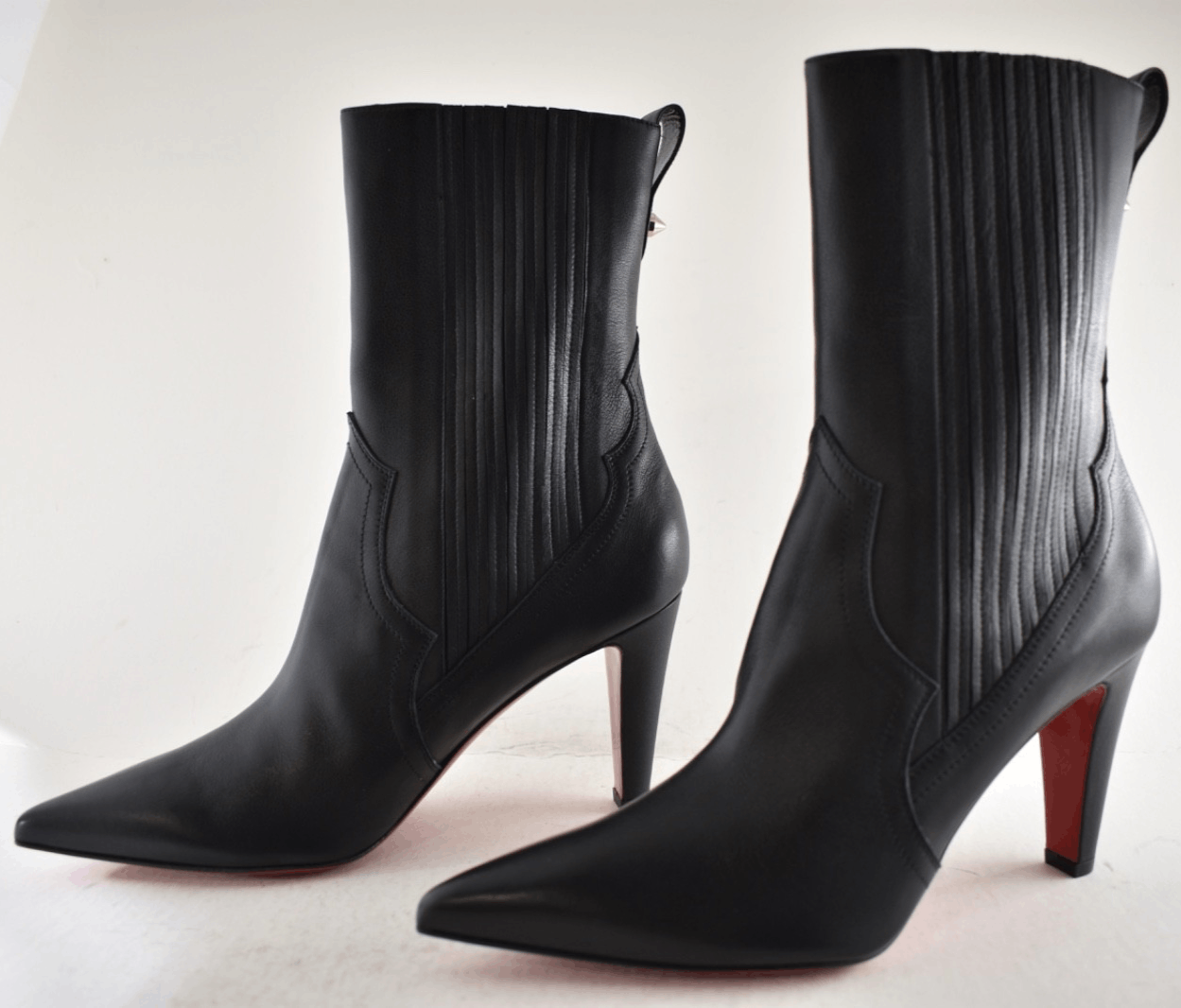 Christian Louboutin Santigag 85 Black Calf Leather Mid Calf Ankle Heel Boot 37 Size US 7 / IT 37 - 15 Thumbnail