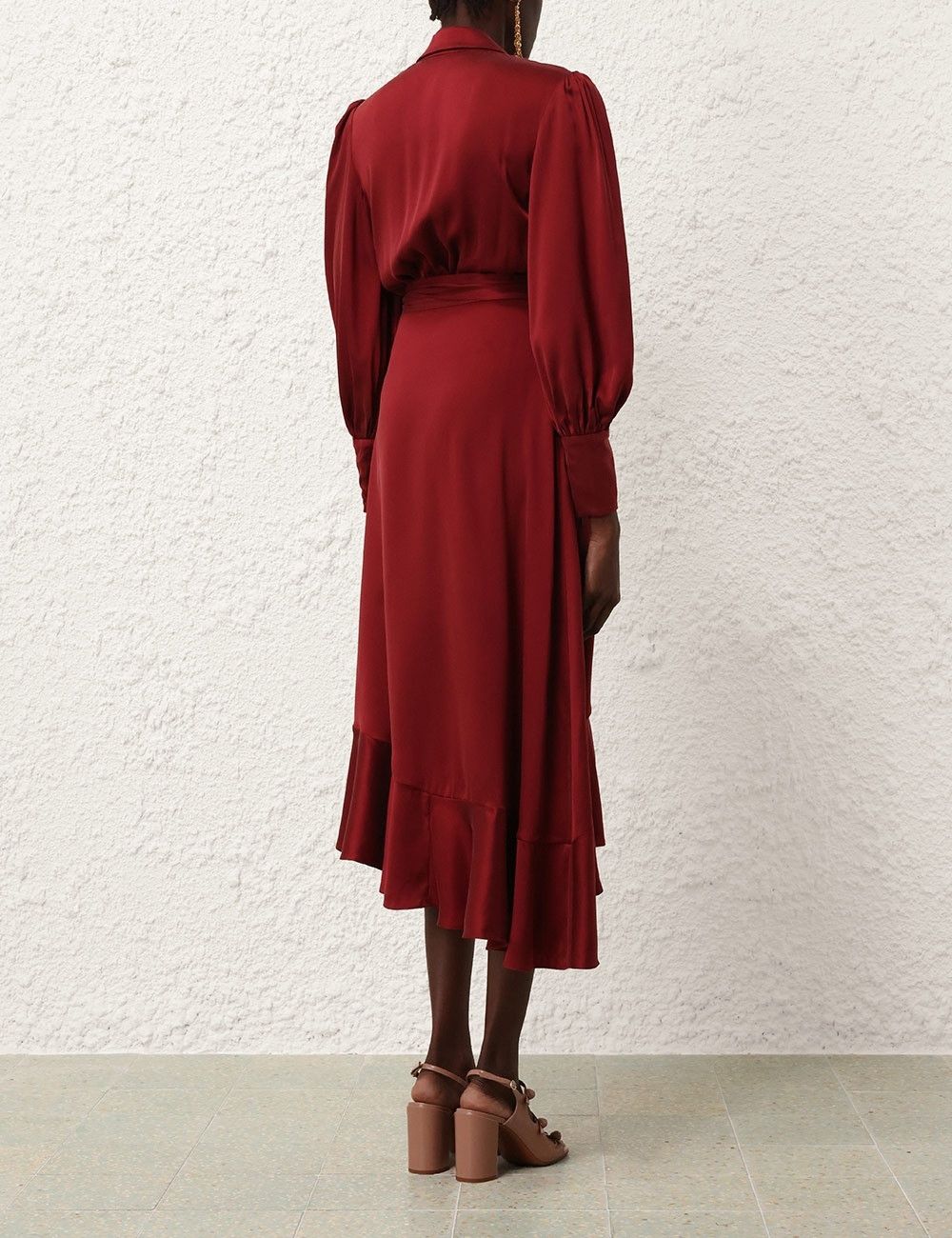 Zimmermann oc11z0825 Silk Wrap Midi Dress in Burgundy Size L / US 10 / IT 46 - 4 Thumbnail