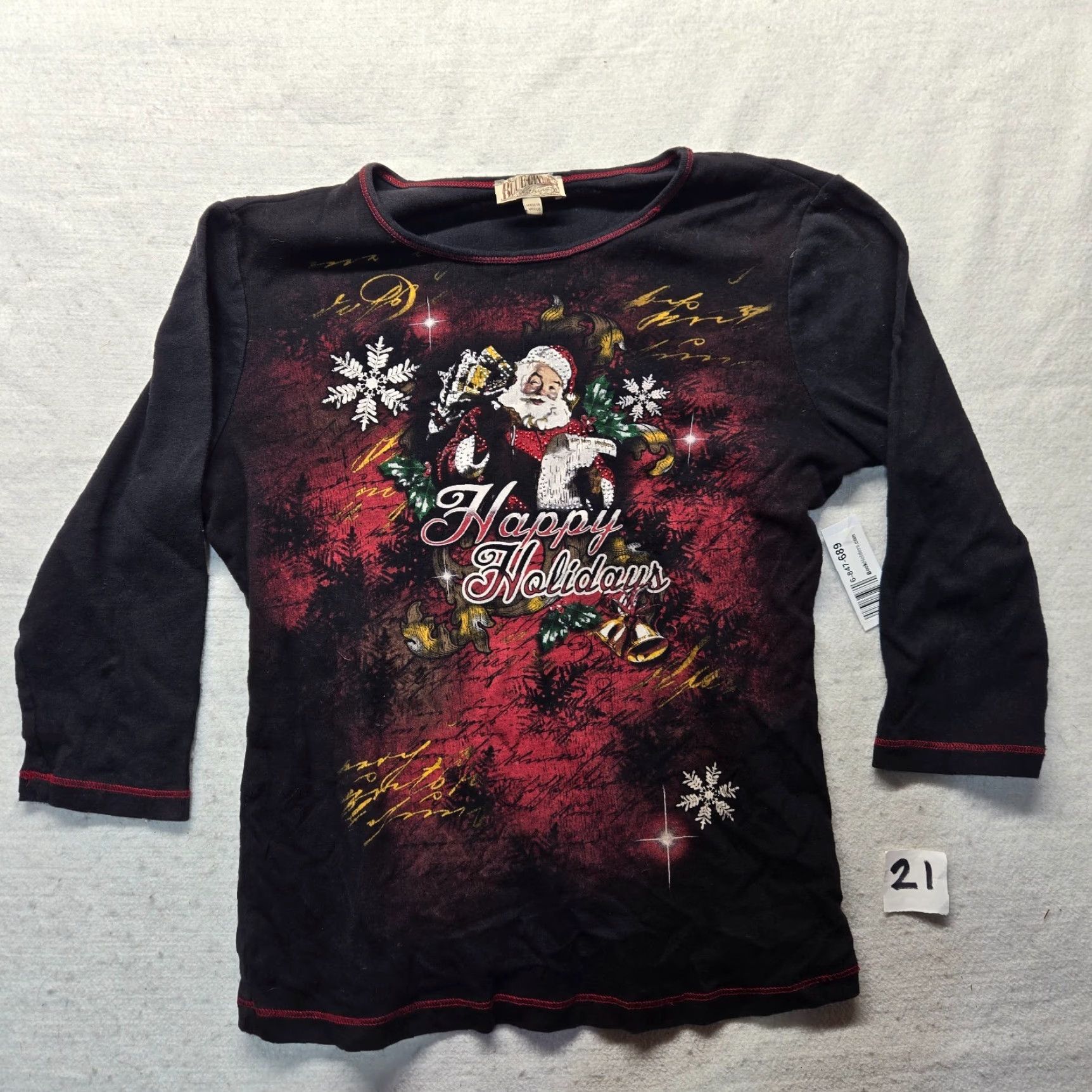 Vintage Blue Canyon Shirt Adult Women's XL Happy Holidays Christmas Santa Claus T-Shirt Size XL / US 12-14 / IT 48-50 - 2 Thumbnail