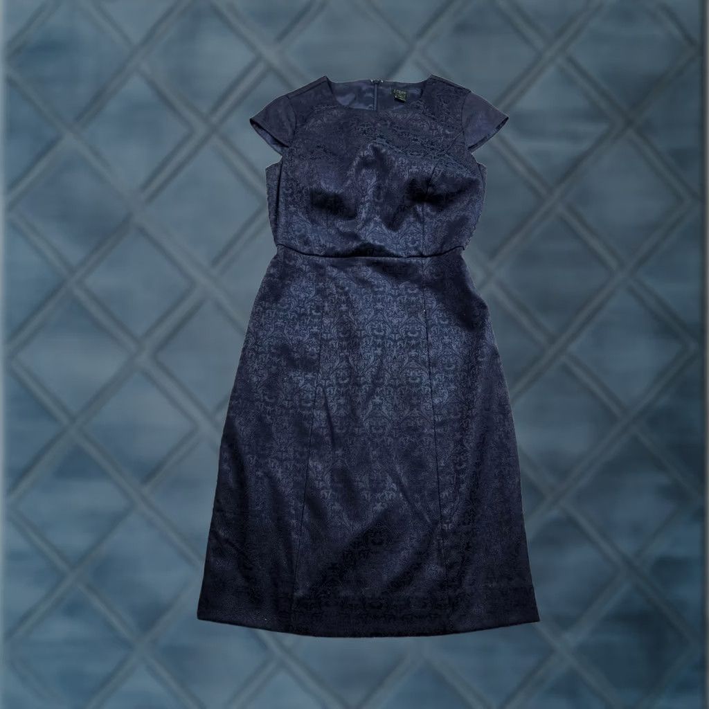J.Crew J.Crew Dress Womens 2 Blue Paisley Jacquard Sheath Short Sleeve Cocktail Party Size 26" / US 2 / IT 38 - 1 Thumbnail