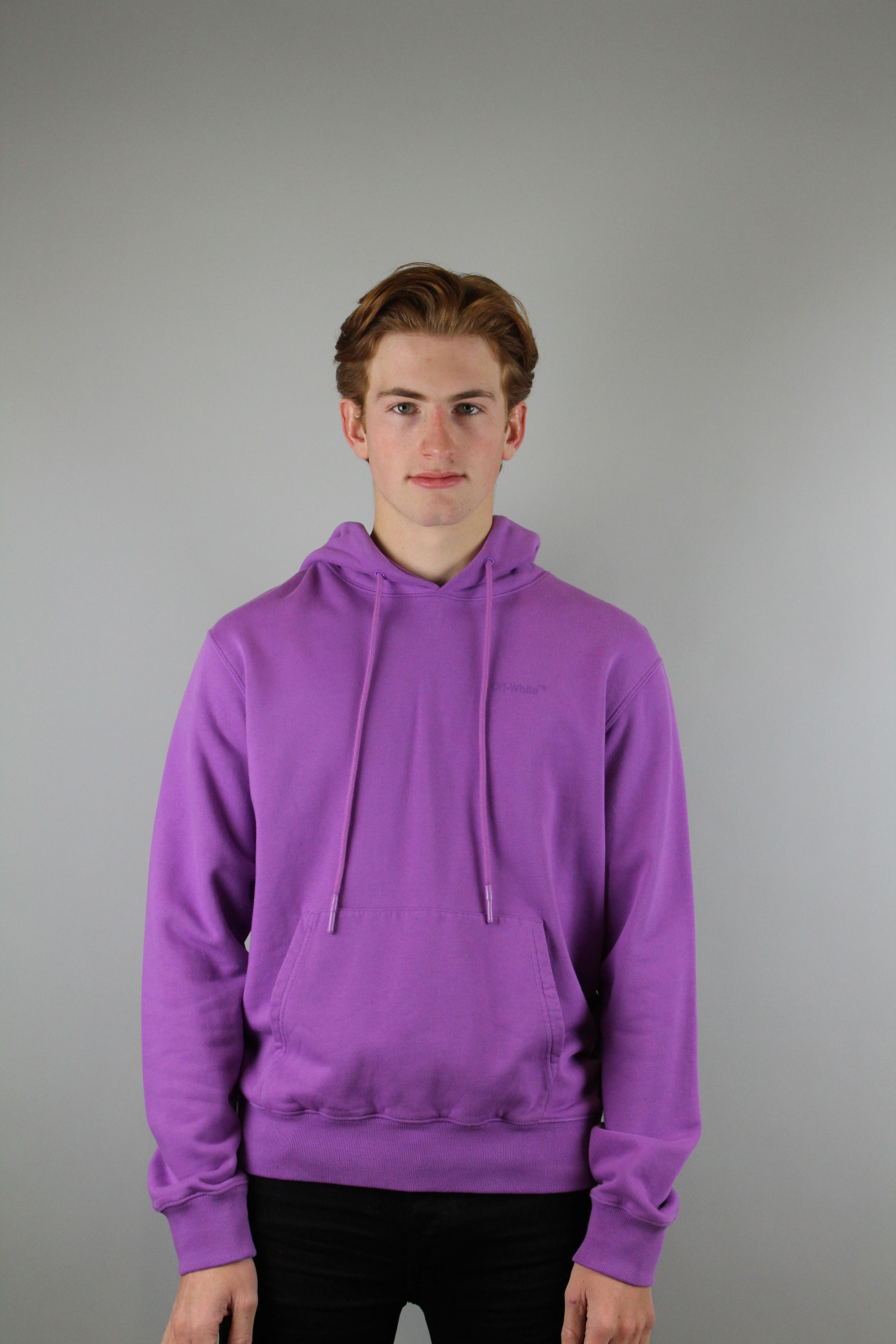 image of Off White Off-White Logo Print Hoodie (Purple), Men's (Size Large)