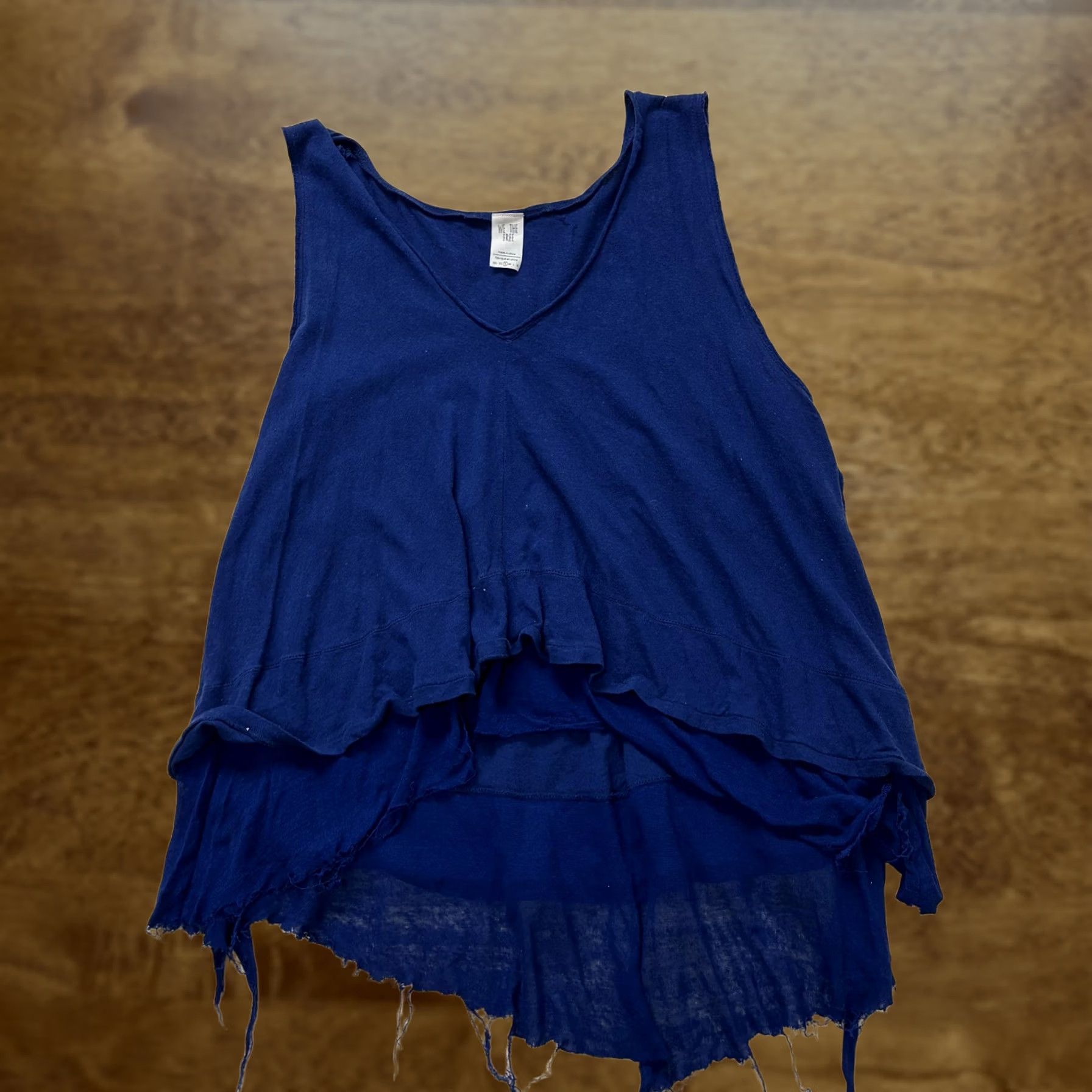 Vintage We The Free Tank Top Womens Small Blue High Low Raw Hem Tunic Layered Boho Size S / US 4 / IT 40 - 1 Thumbnail