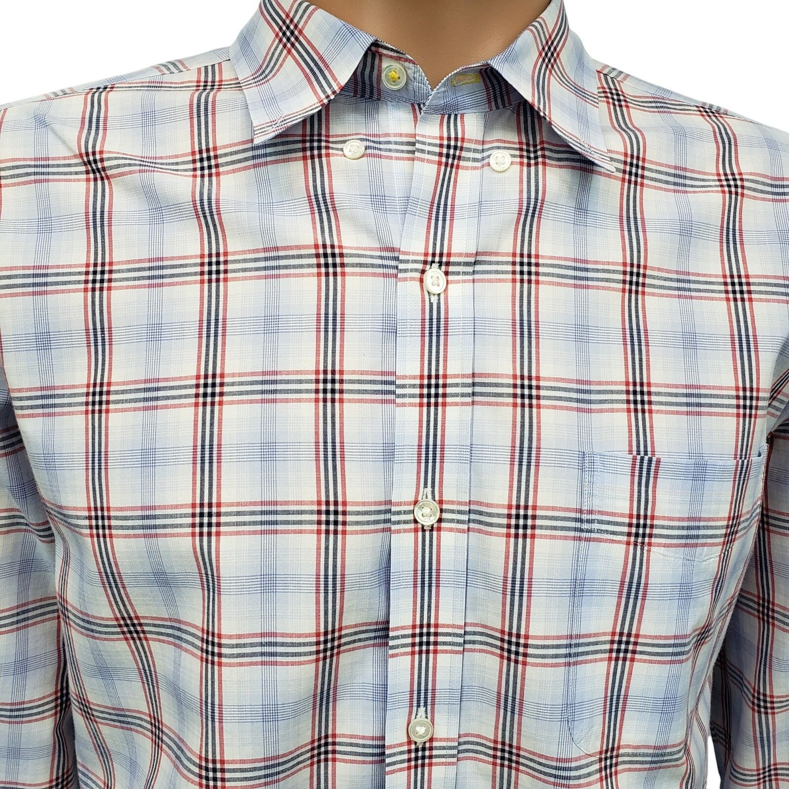 J.McLaughlin J. McLaughlin Contrast Collar Flip Cuff Shirt XL Plaid Check Size US XL / EU 56 / 4 - 5 Thumbnail