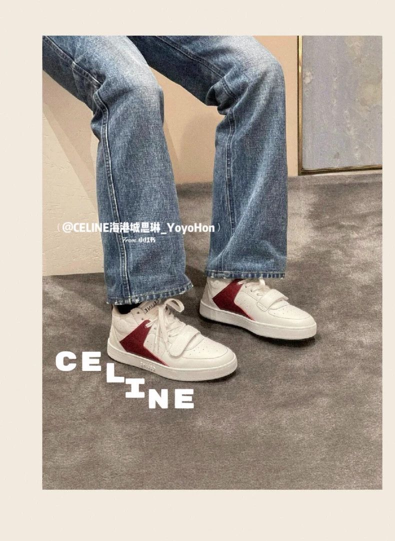 Celine Celine Red and white color-block casual board shoes Size US 6 / EU 39 - 2 Thumbnail