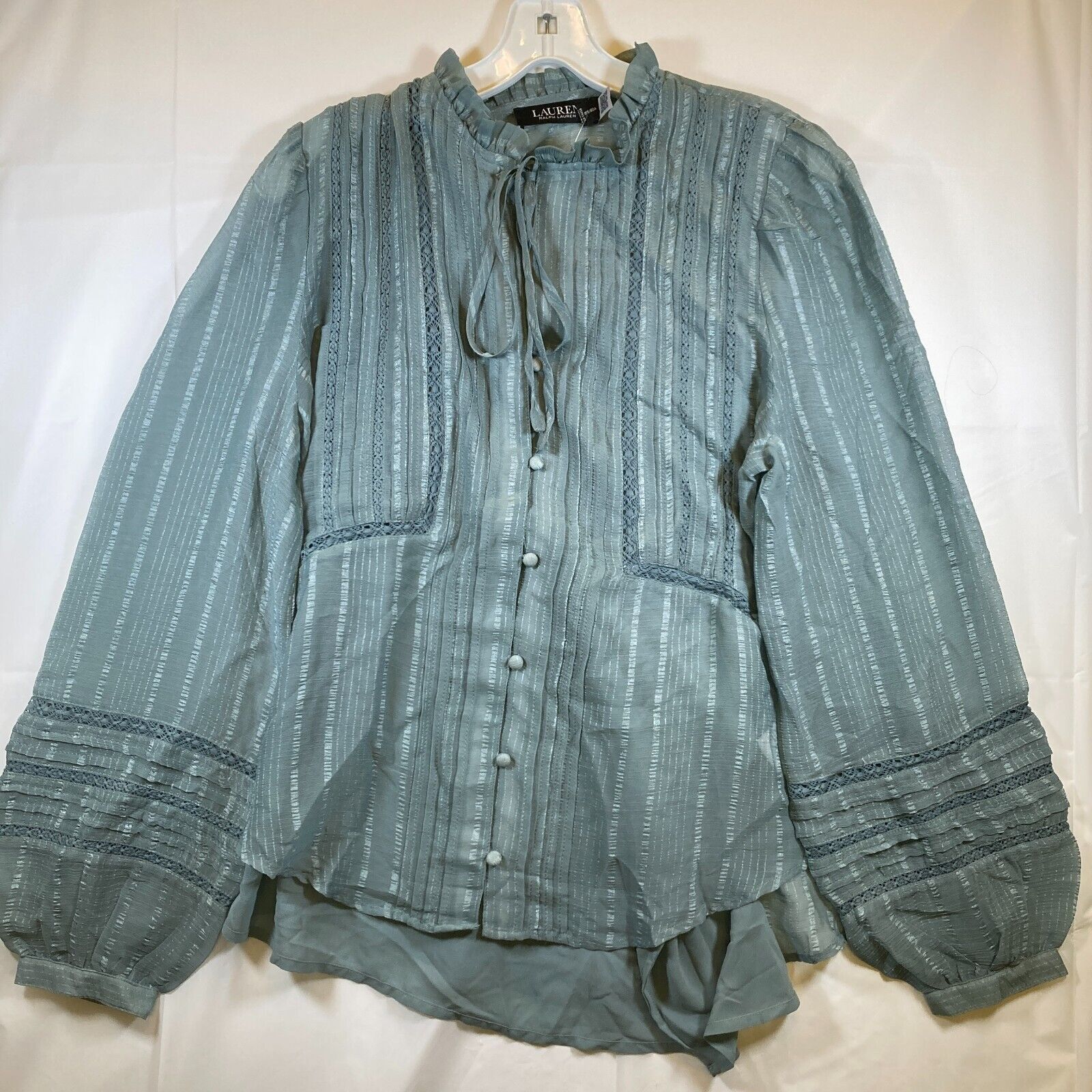Lauren Ralph Lauren Ralph Lauren Women's Tie Neck Crinkle Blouse Green XS Size XS / US 0-2 / IT 36-38 - 16 Thumbnail