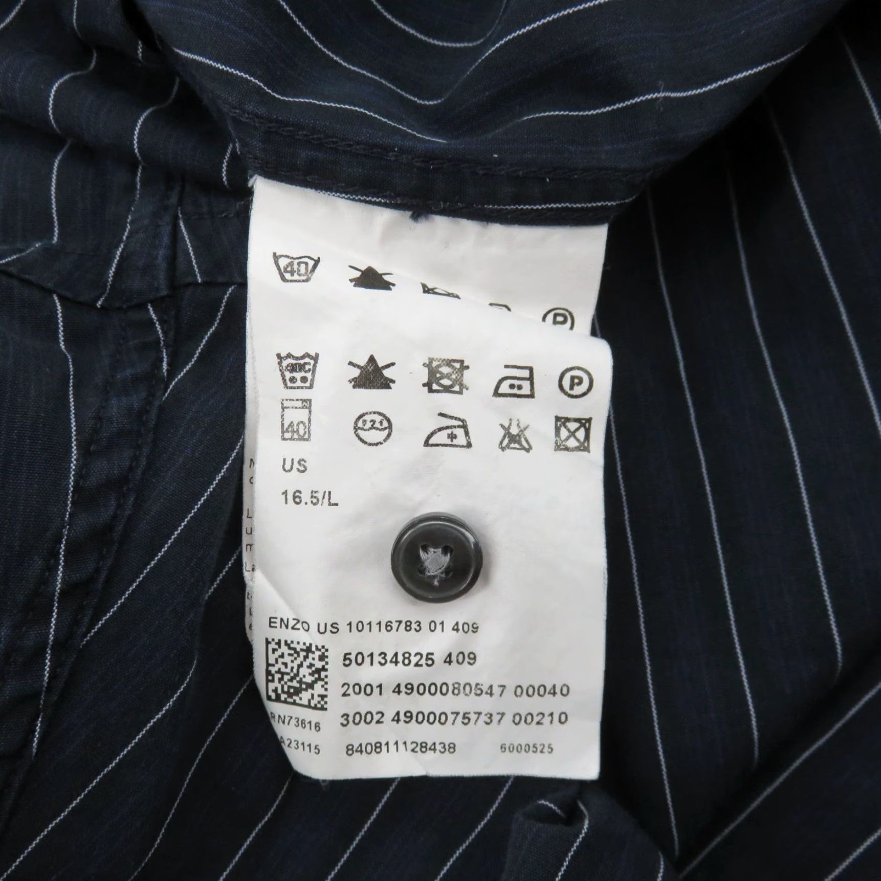 Hugo Boss HUGO BOSS Men Dress Shirt Striped Blue White Black 16.5 34/35 Collared Button Long Sleeve Regular Size 16.5 Size US XL / EU 56 / 4 - 7 Thumbnail