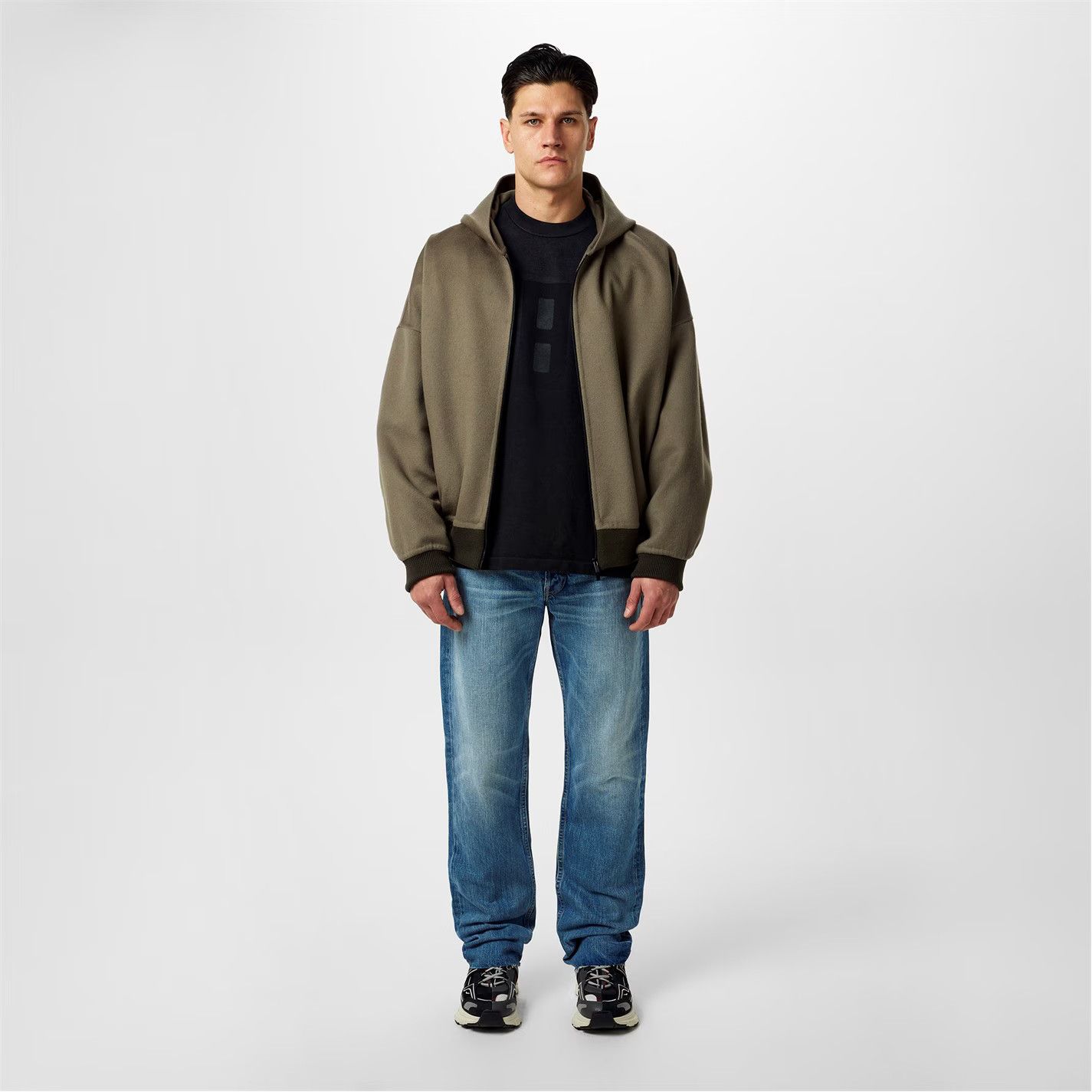 Fear of God o1g2r1mq0426 Hooded Wool Bomber Jacket in Dark Olive Size US XL / EU 56 / 4 - 4 Thumbnail